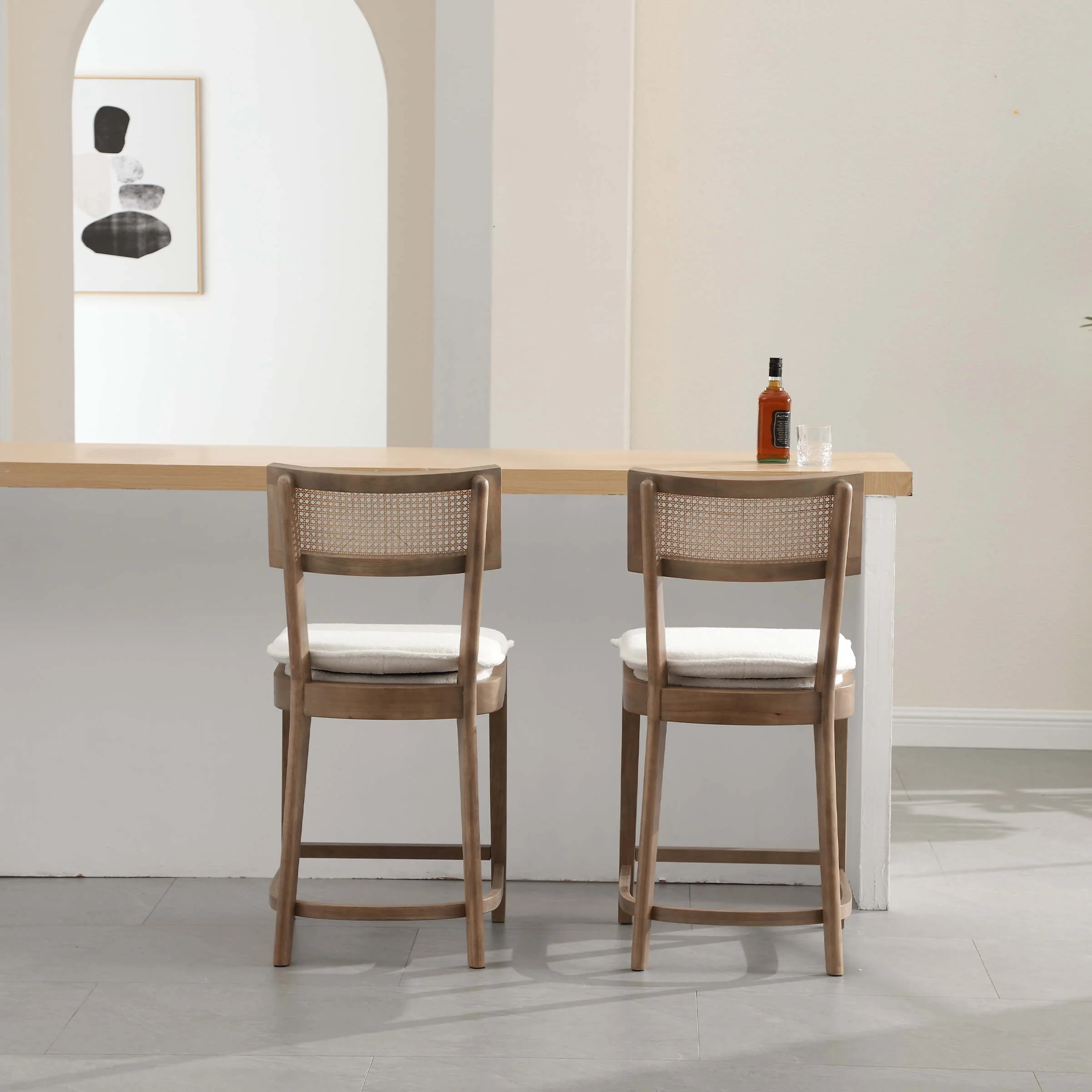 26” Black Wood Rattan Counter Stools Set of 2 - 5674 - Image 29