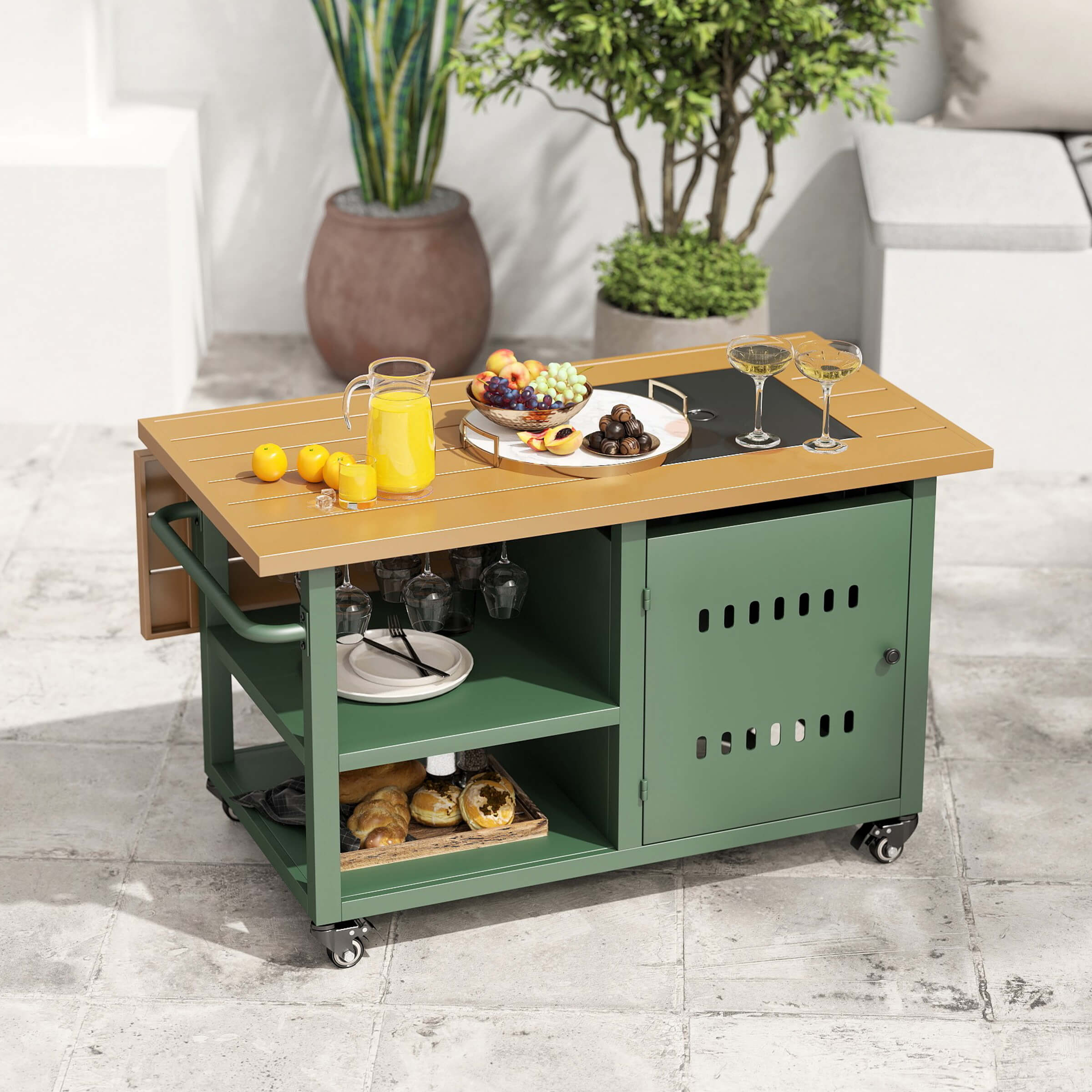 44" Propane Fire Pit Table with Cover Wheels - 1725FP - Image 18