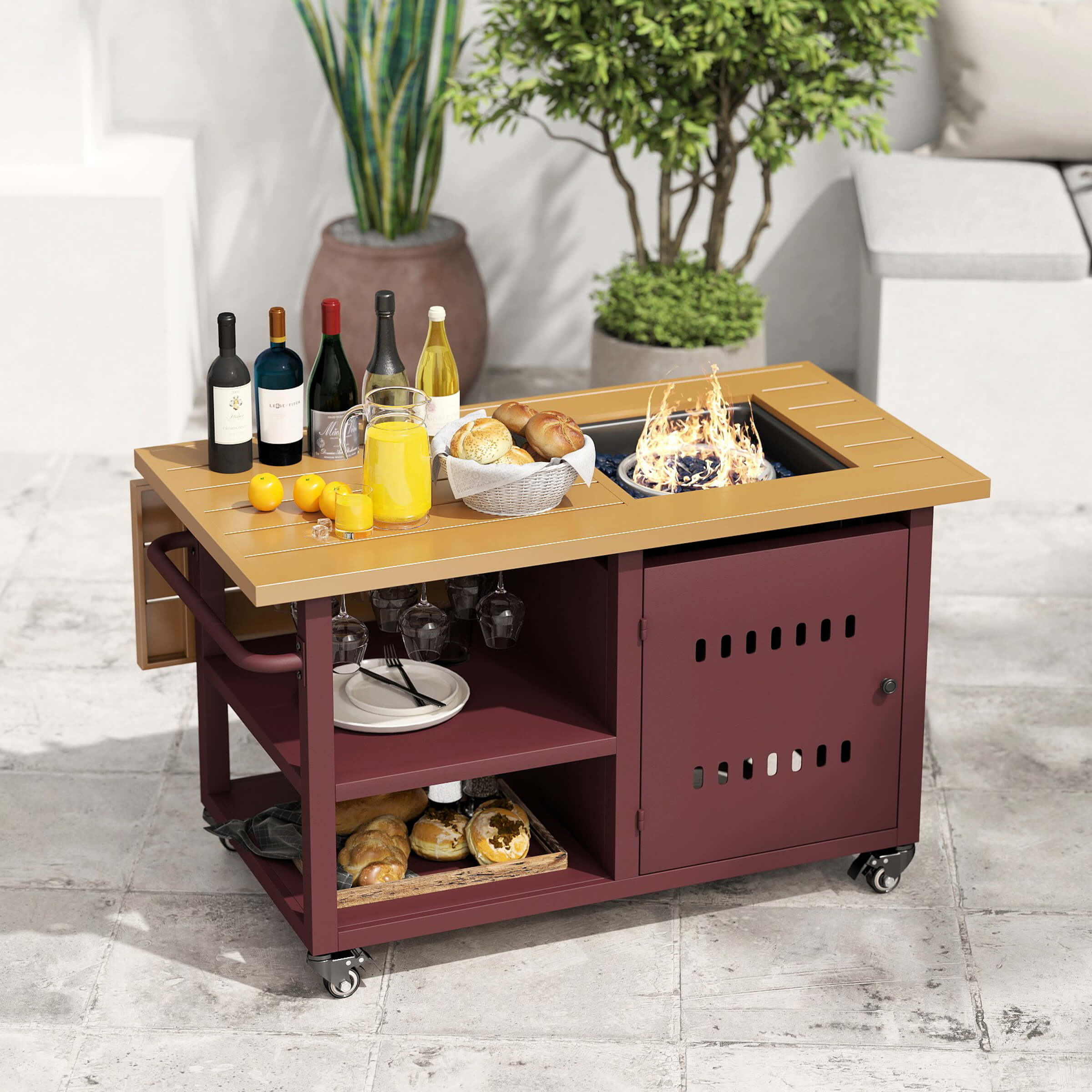 44" Propane Fire Pit Table with Cover Wheels - 1725FP - Image 34