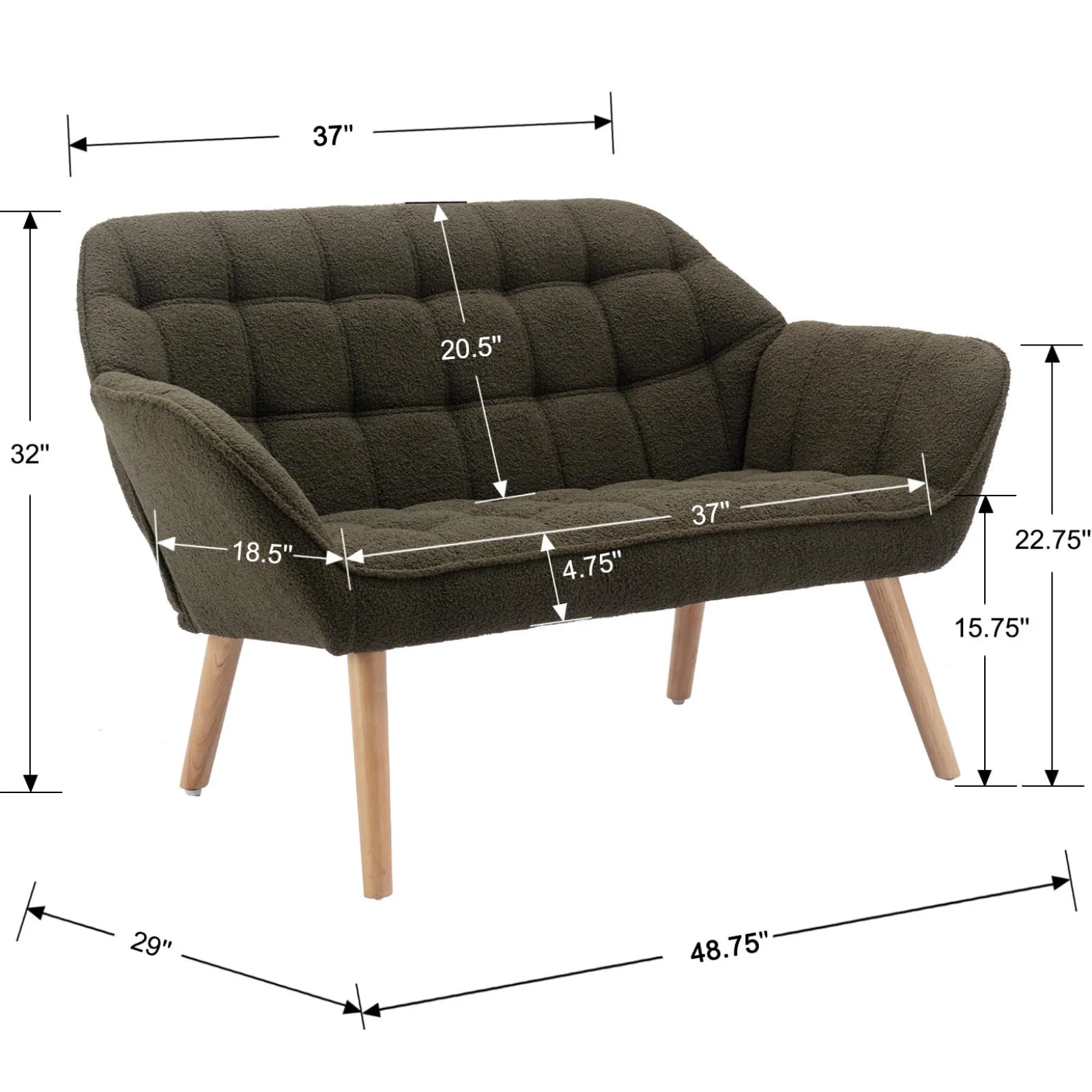 48"W Modern Small Loveseat Sofa - 8904AC - Image 21