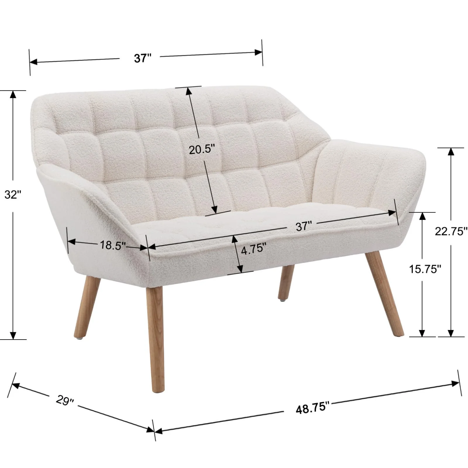48"W Modern Small Loveseat Sofa - 8904AC - Image 29