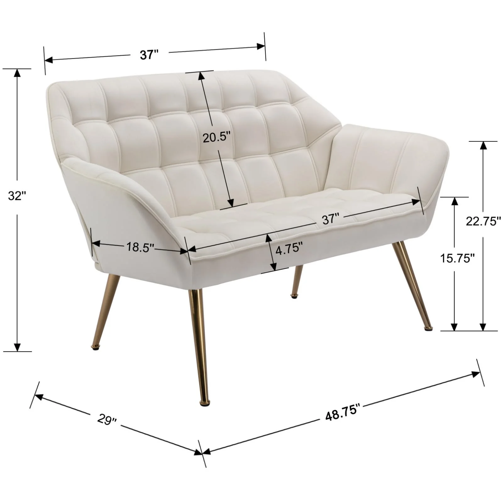 48"W Modern Small Loveseat Sofa - 8904AC - Image 7