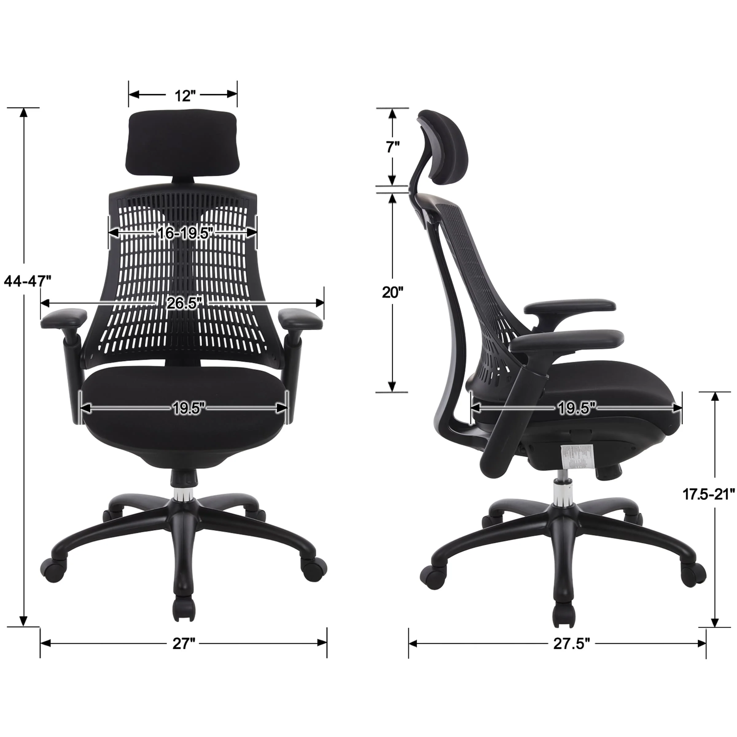 Adjustable Office Chair with Headrest - 4789OC - Image 9