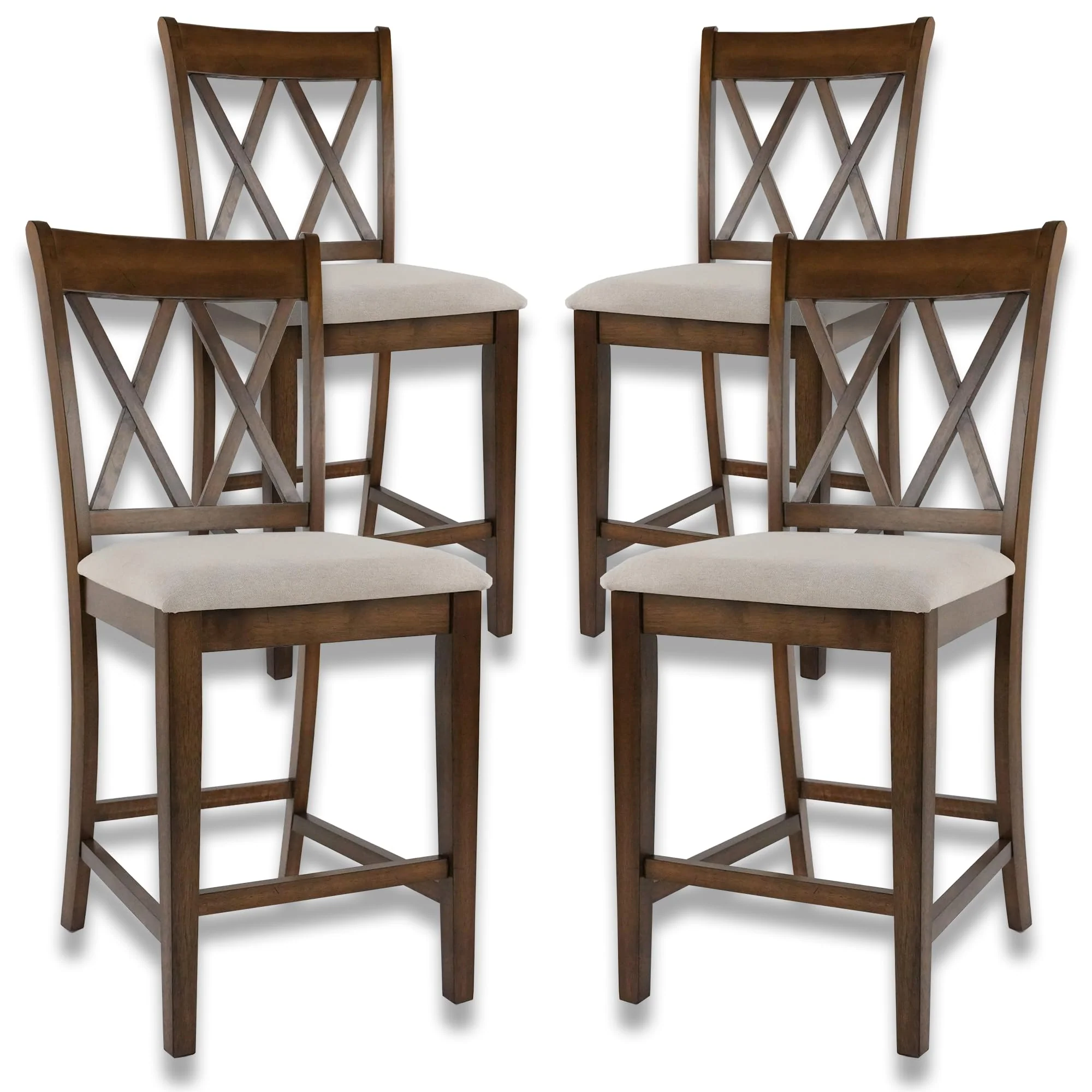 Farmhouse Cross-Back Wood Counter Stools Set of 2 - 50015CS - Image 5