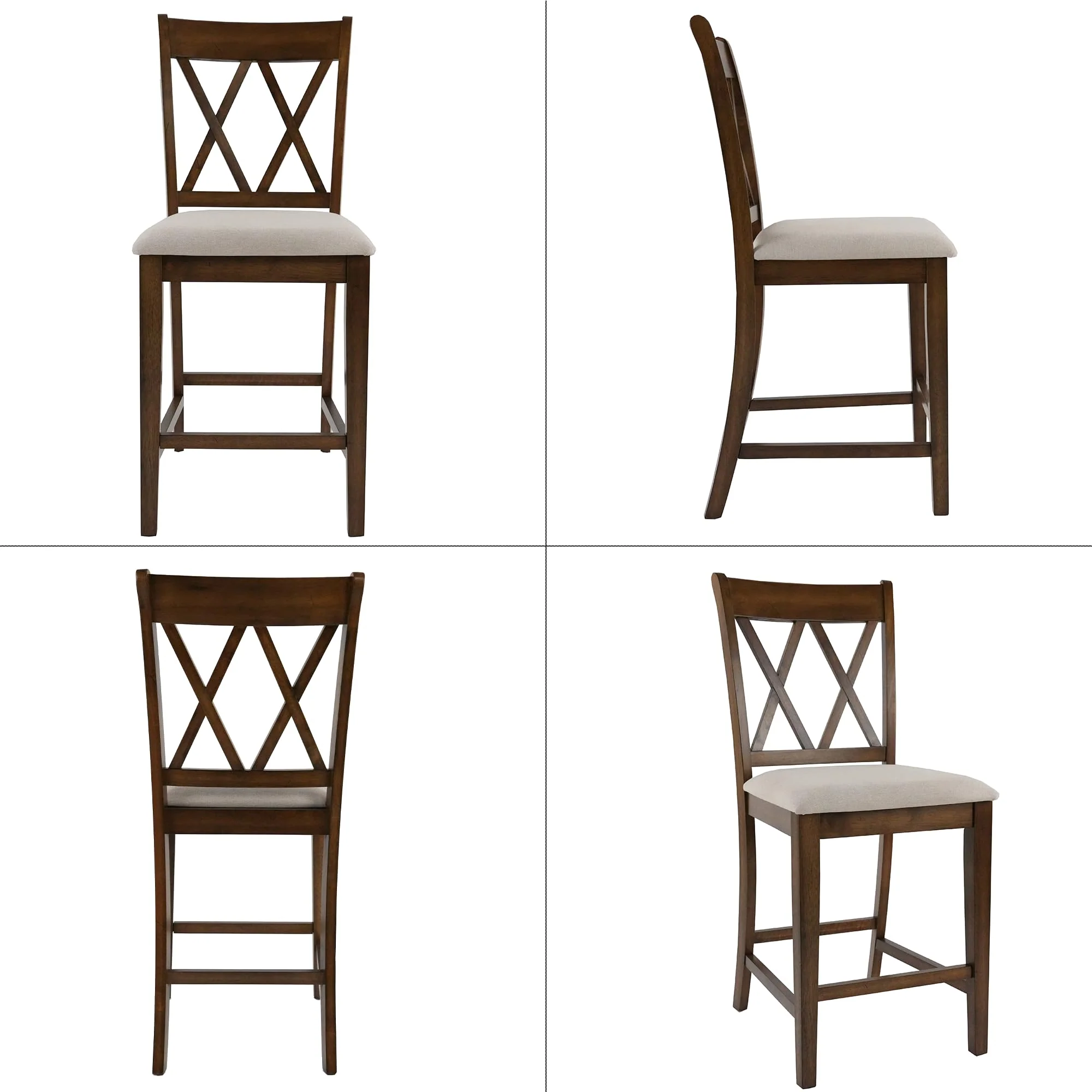 Farmhouse Cross-Back Wood Counter Stools Set of 2 - 50015CS - Image 6