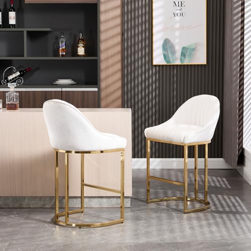 26”H Upholstered Gold Legs Stools Set of 2 - 9066CS - Image 2