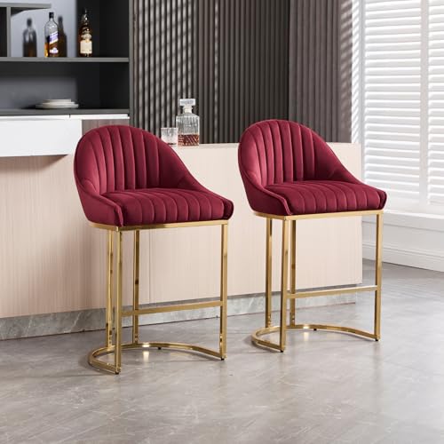 26”H Upholstered Gold Legs Stools Set of 2 - 9066CS - Image 7