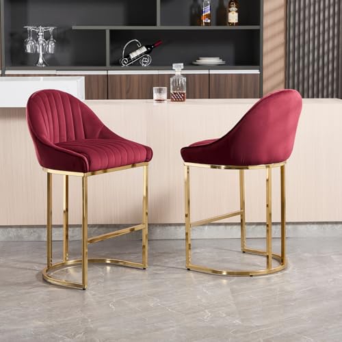 26”H Upholstered Gold Legs Stools Set of 2 - 9066CS - Image 9