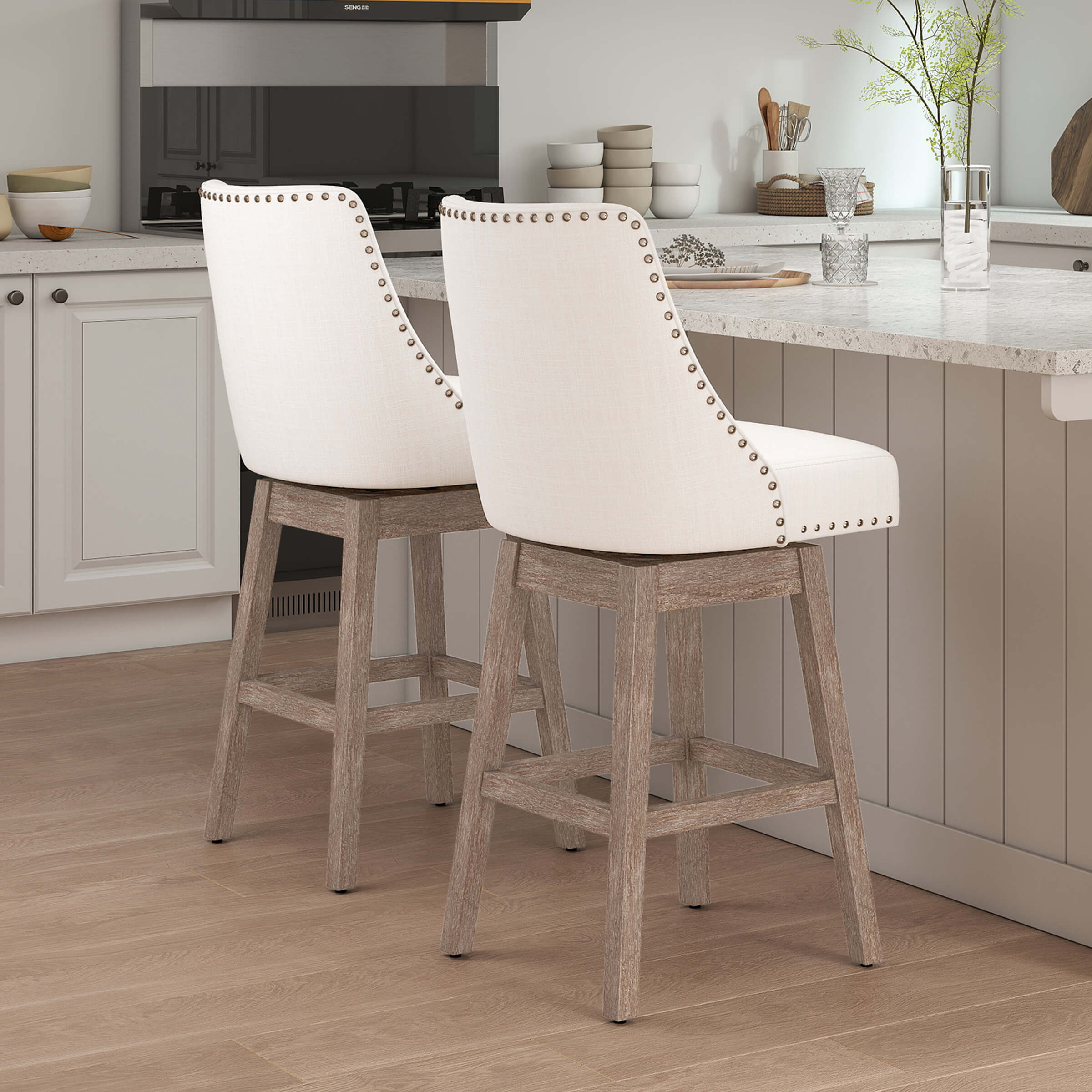 27.5"H Mid-Century Counter Swivel Bar Stools - 6017 - Image 3