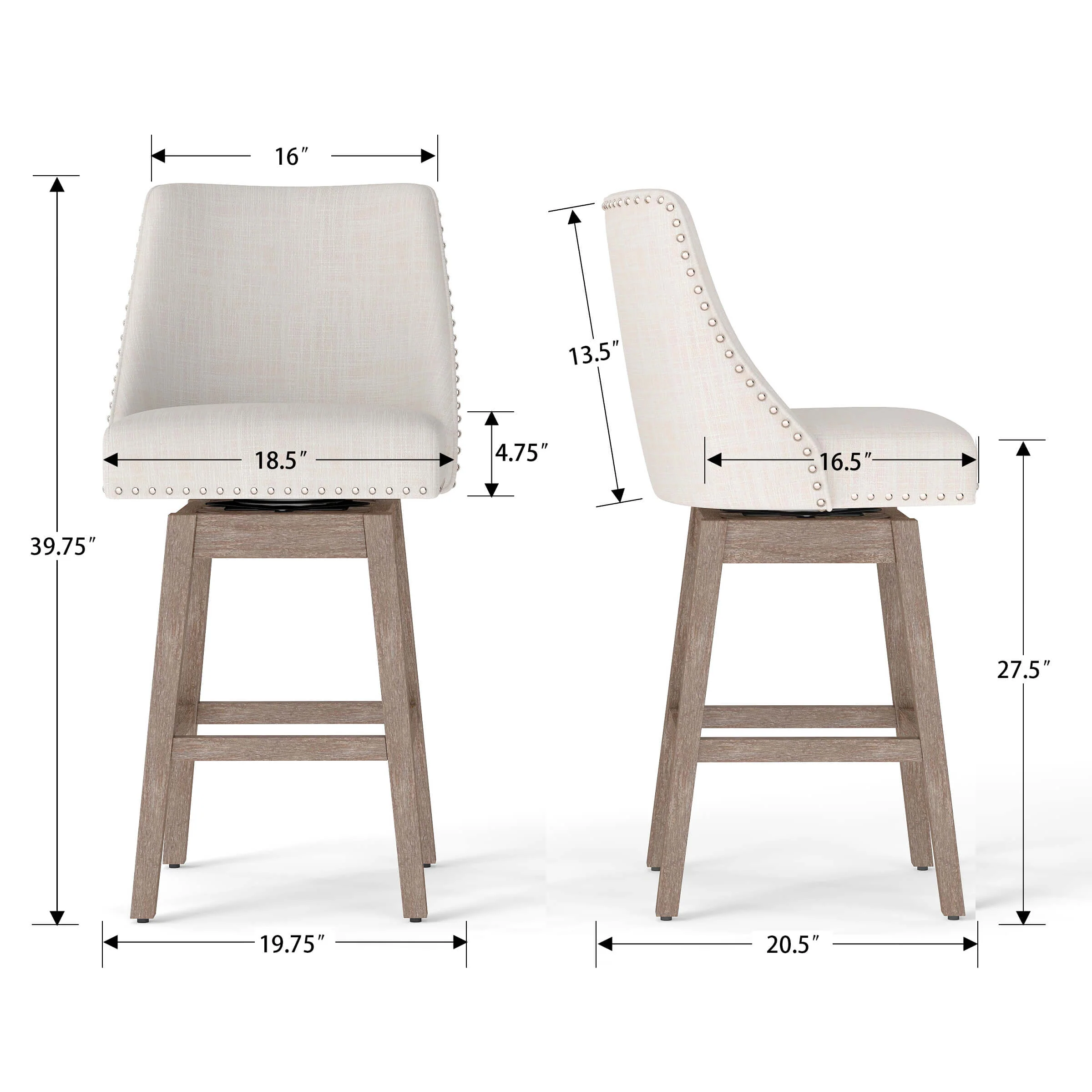 27.5"H Mid-Century Counter Swivel Bar Stools - 6017 - Image 8