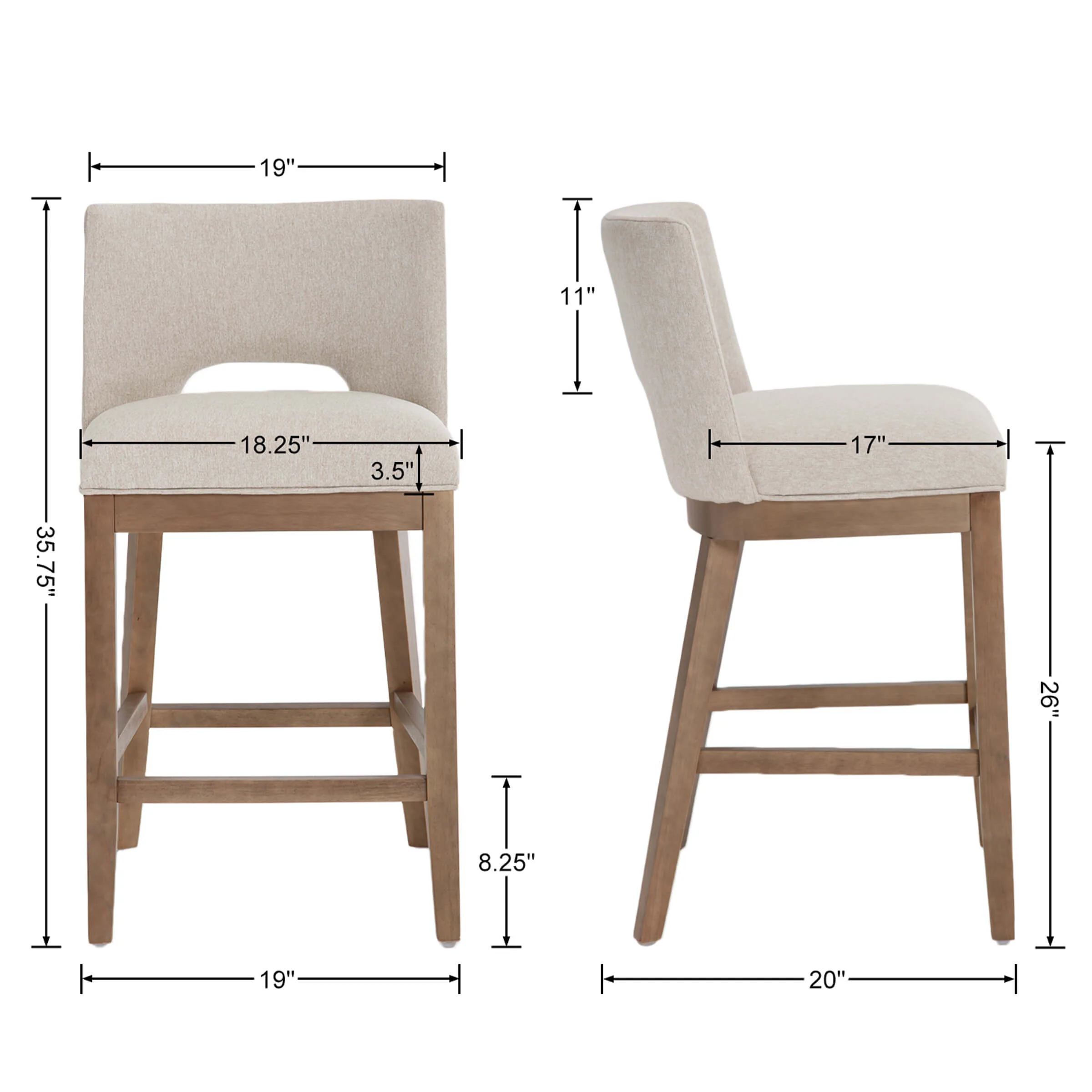 26"H Armless Counter Bar Stools Set of 2 - 3226CS - Image 5
