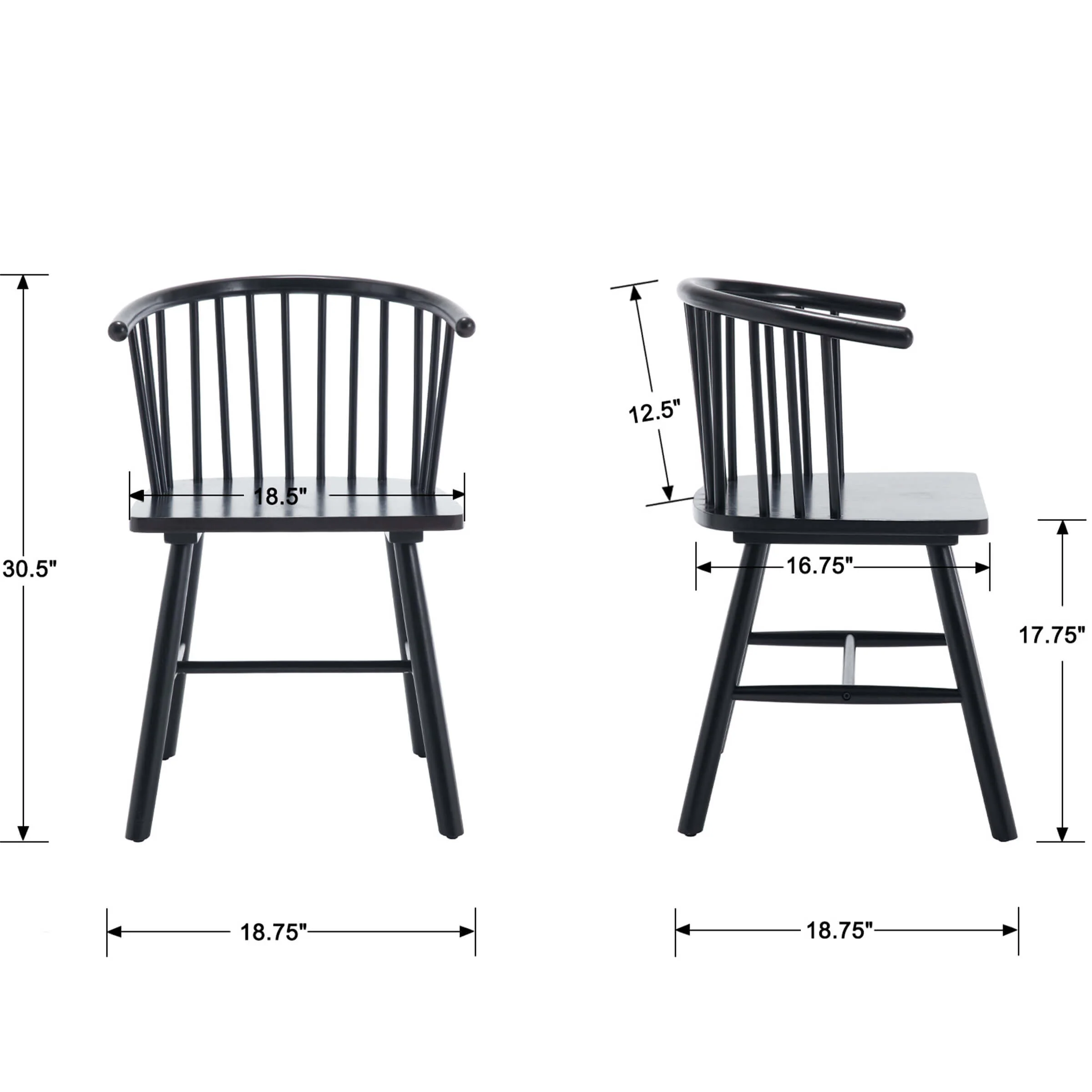 Curved Back Wood Dining Chair Set of 2 - DC01DC - Image 10