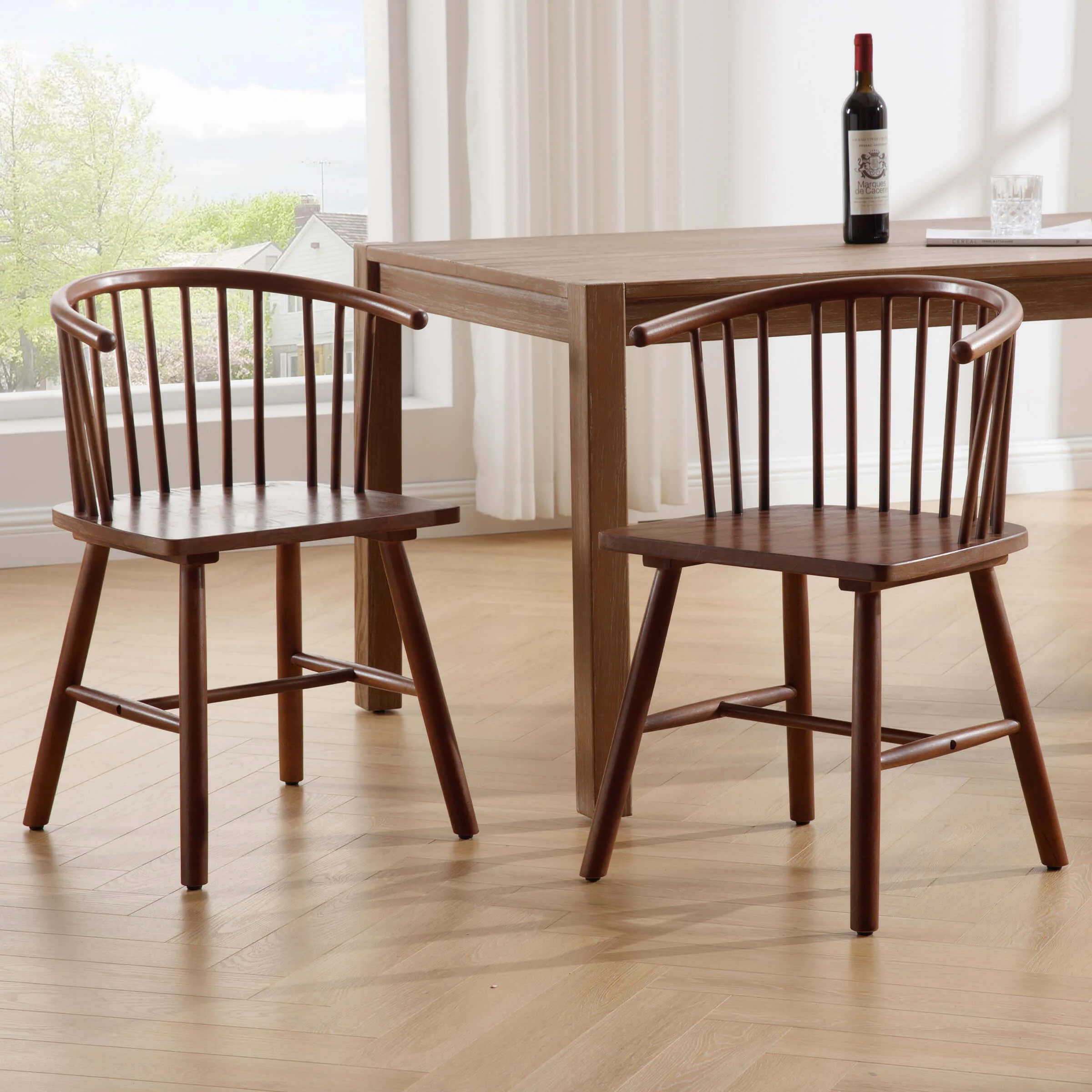 Curved Back Wood Dining Chair Set of 2 - DC01DC - Image 11