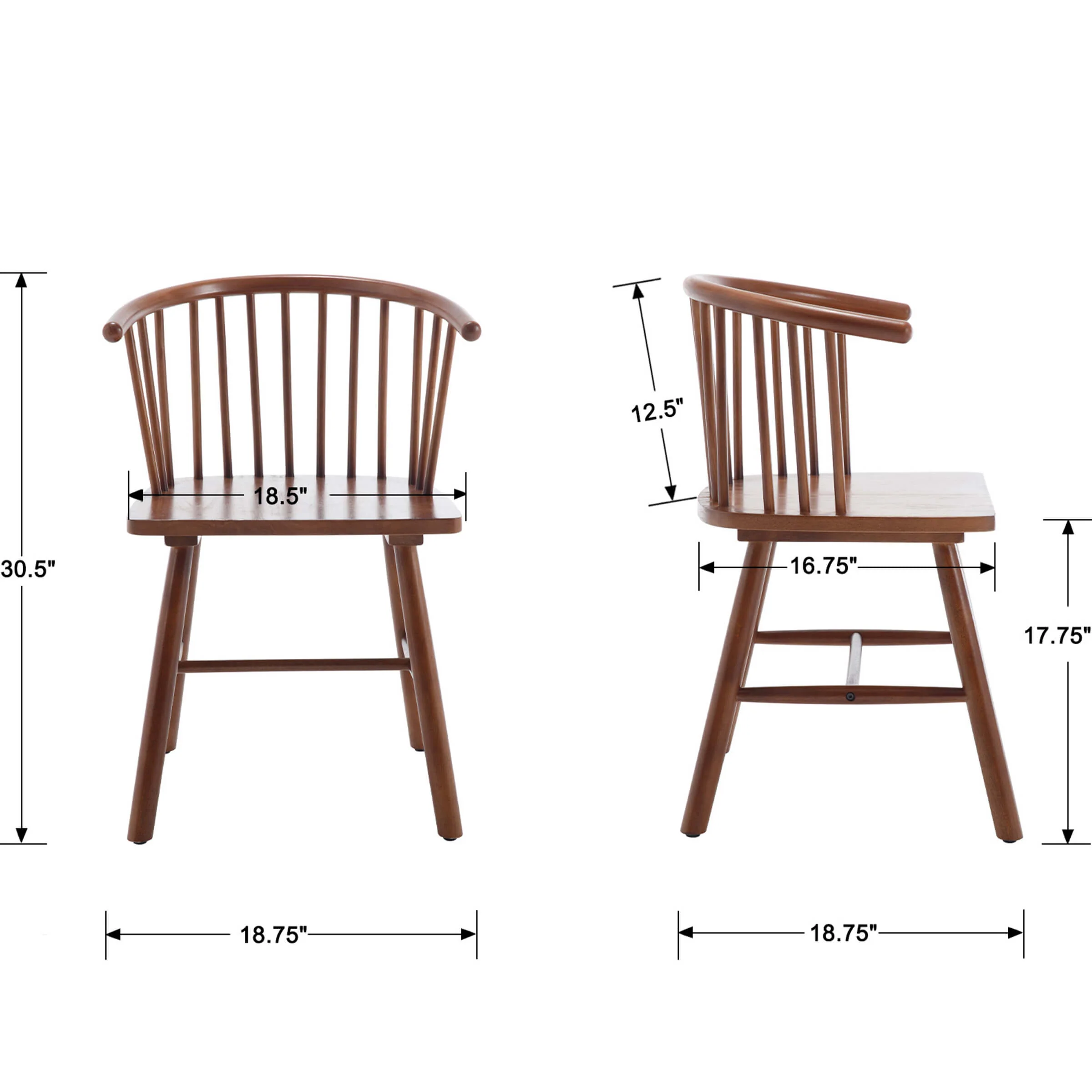 Curved Back Wood Dining Chair Set of 2 - DC01DC - Image 18