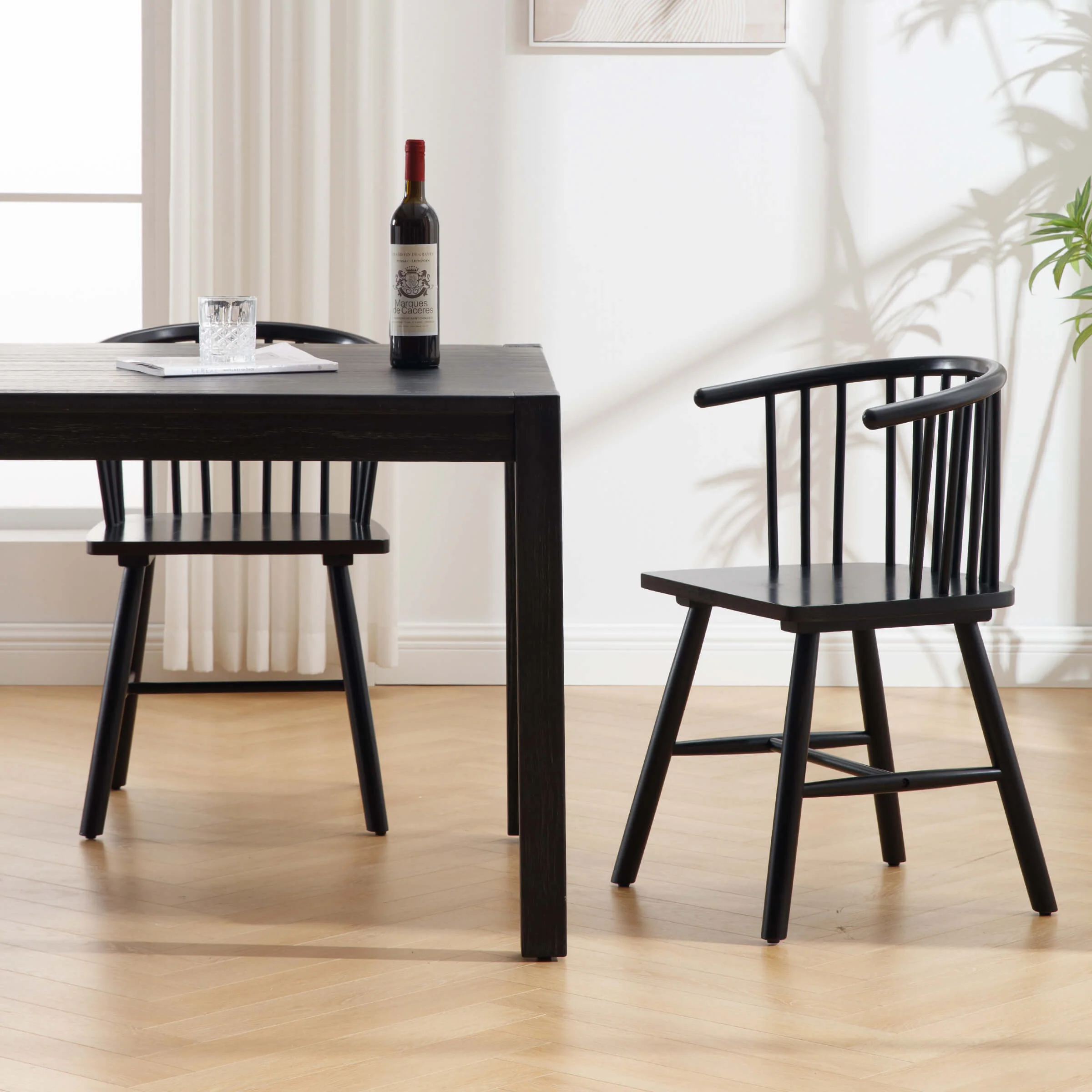Curved Back Wood Dining Chair Set of 2 - DC01DC - Image 2