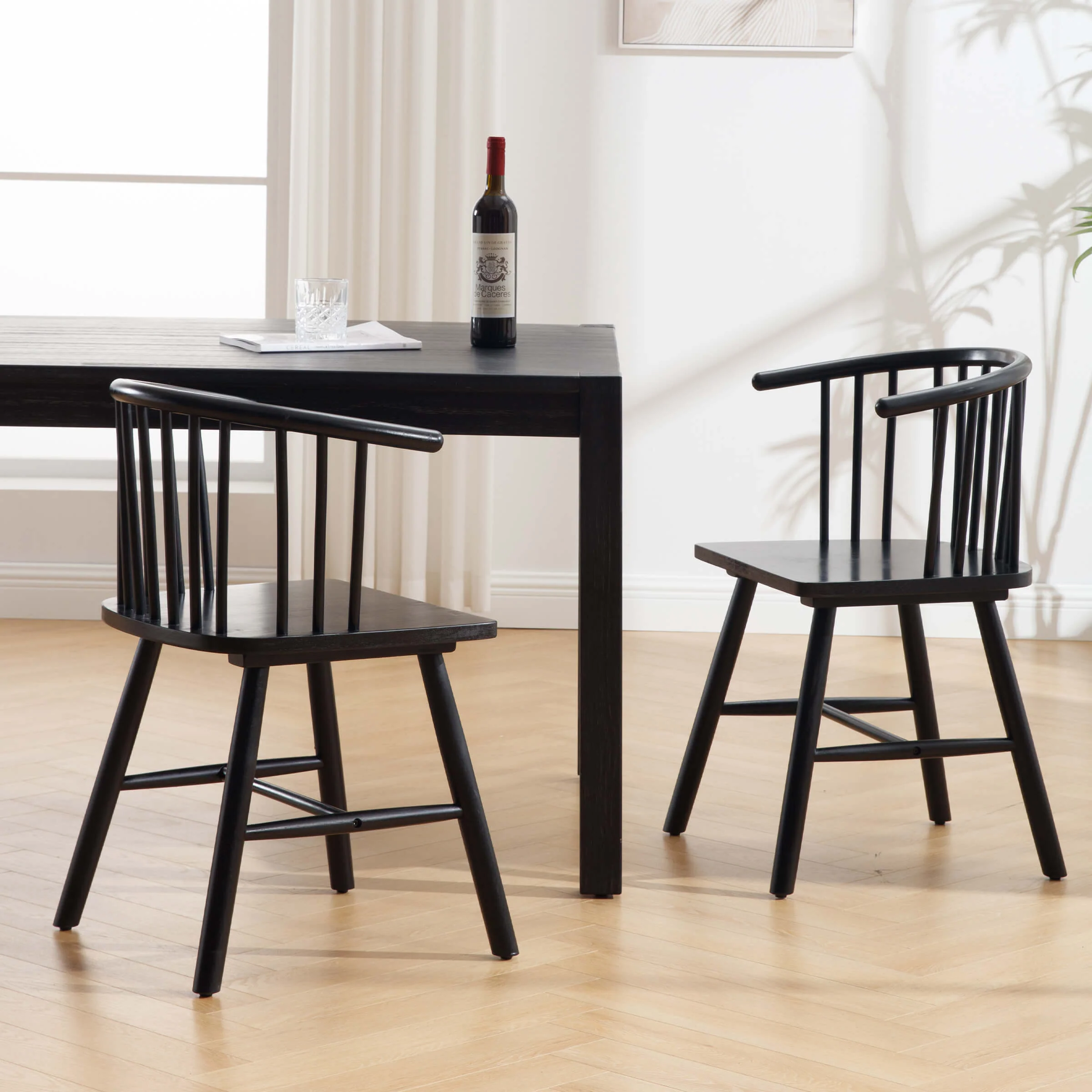 Curved Back Wood Dining Chair Set of 2 - DC01DC - Image 3