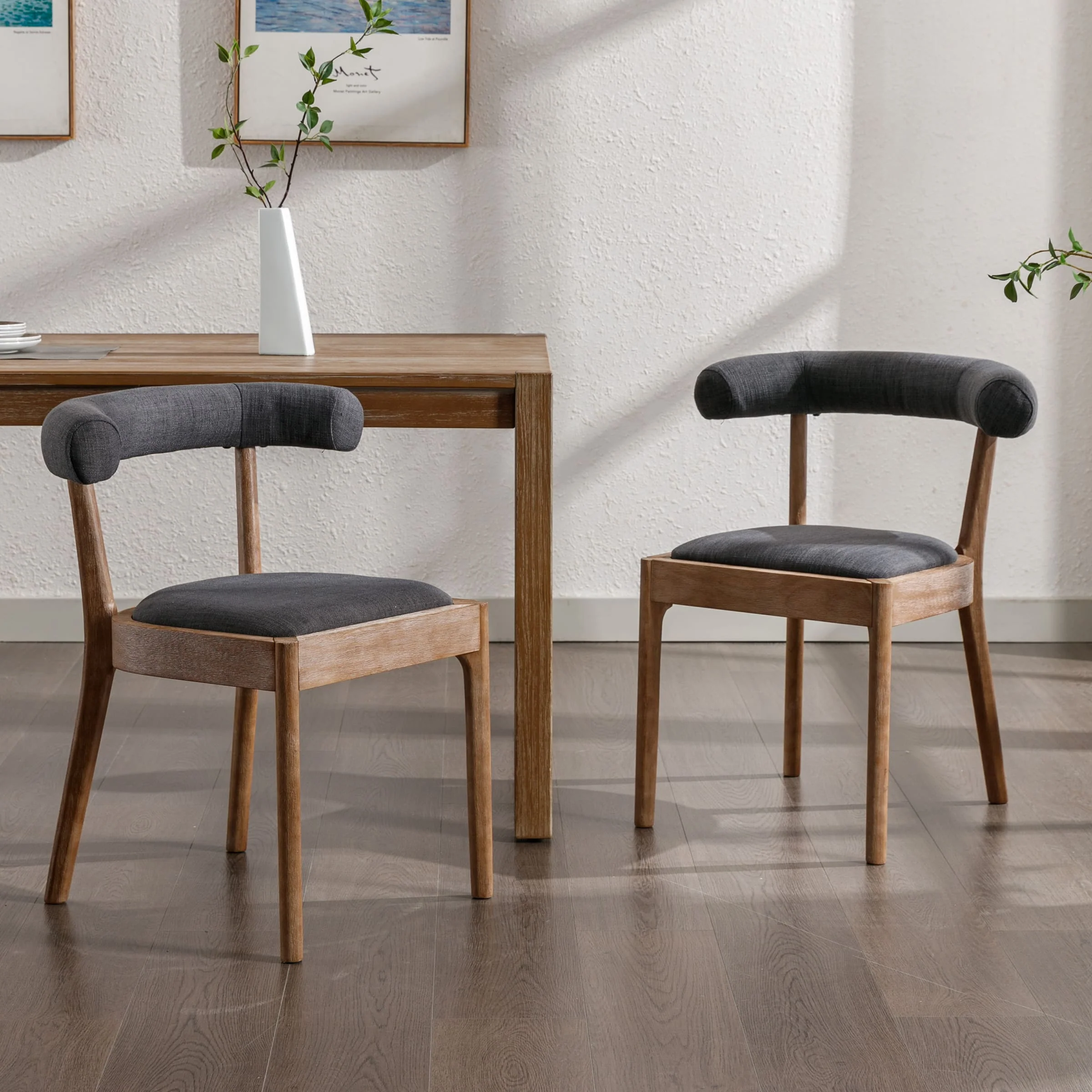 Curved Open Back Upholstered Dining Chairs Set of 2 - 1929DC - Image 13