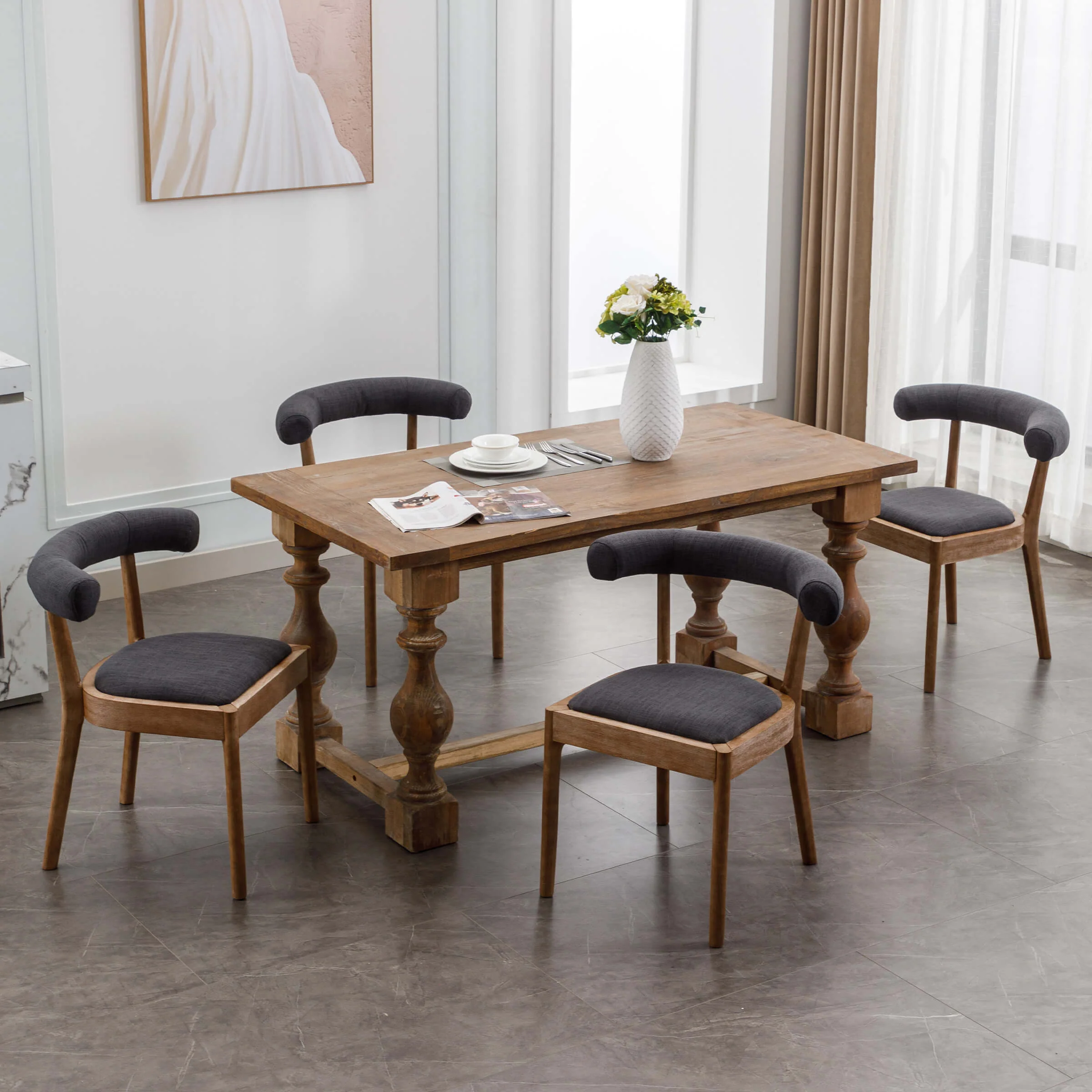 Curved Open Back Upholstered Dining Chairs Set of 2 - 1929DC - Image 15