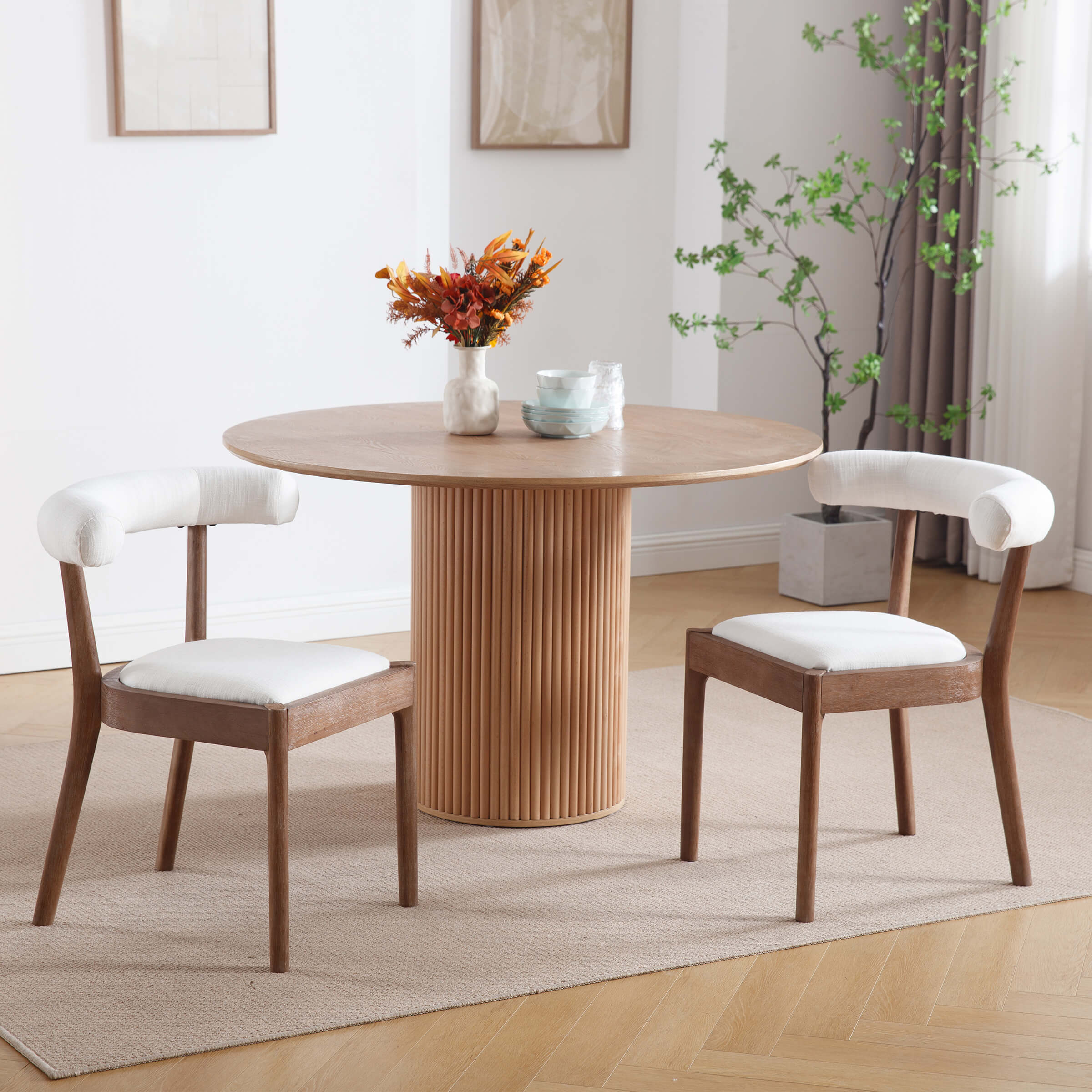 Curved Open Back Upholstered Dining Chairs Set of 2 - 1929DC - Image 7
