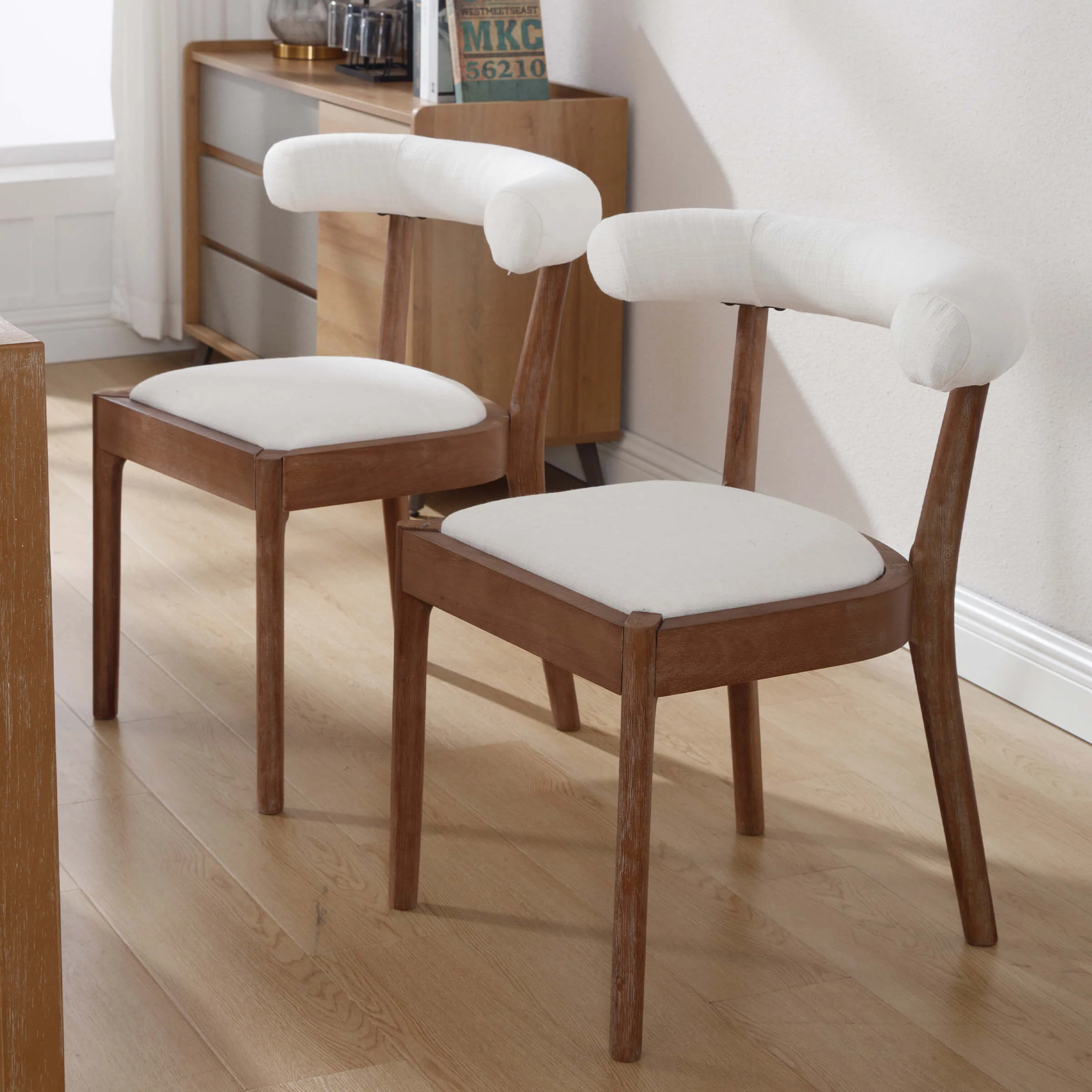 Curved Open Back Upholstered Dining Chairs Set of 2 - 1929DC - Image 8