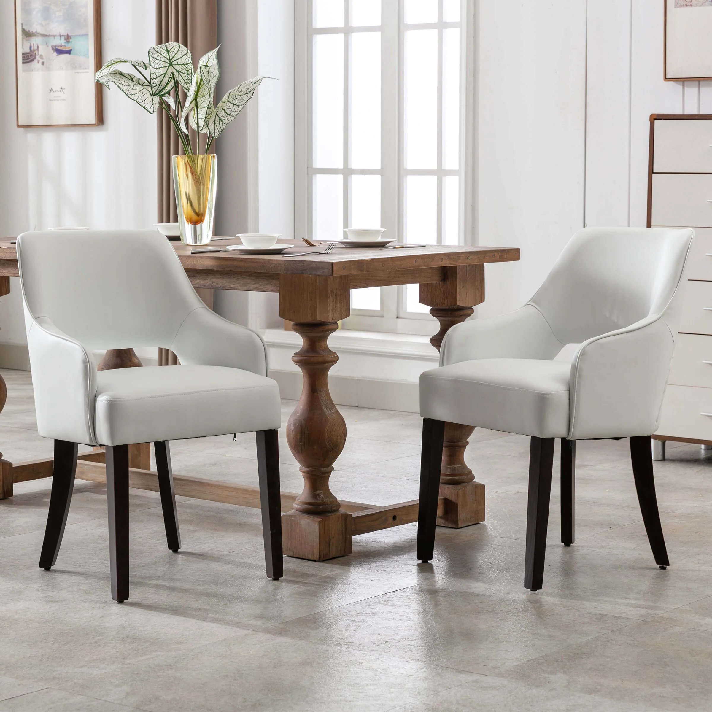 Cutout Back Upholstered Dining Armchair Set of 2 - 7550 - Image 13