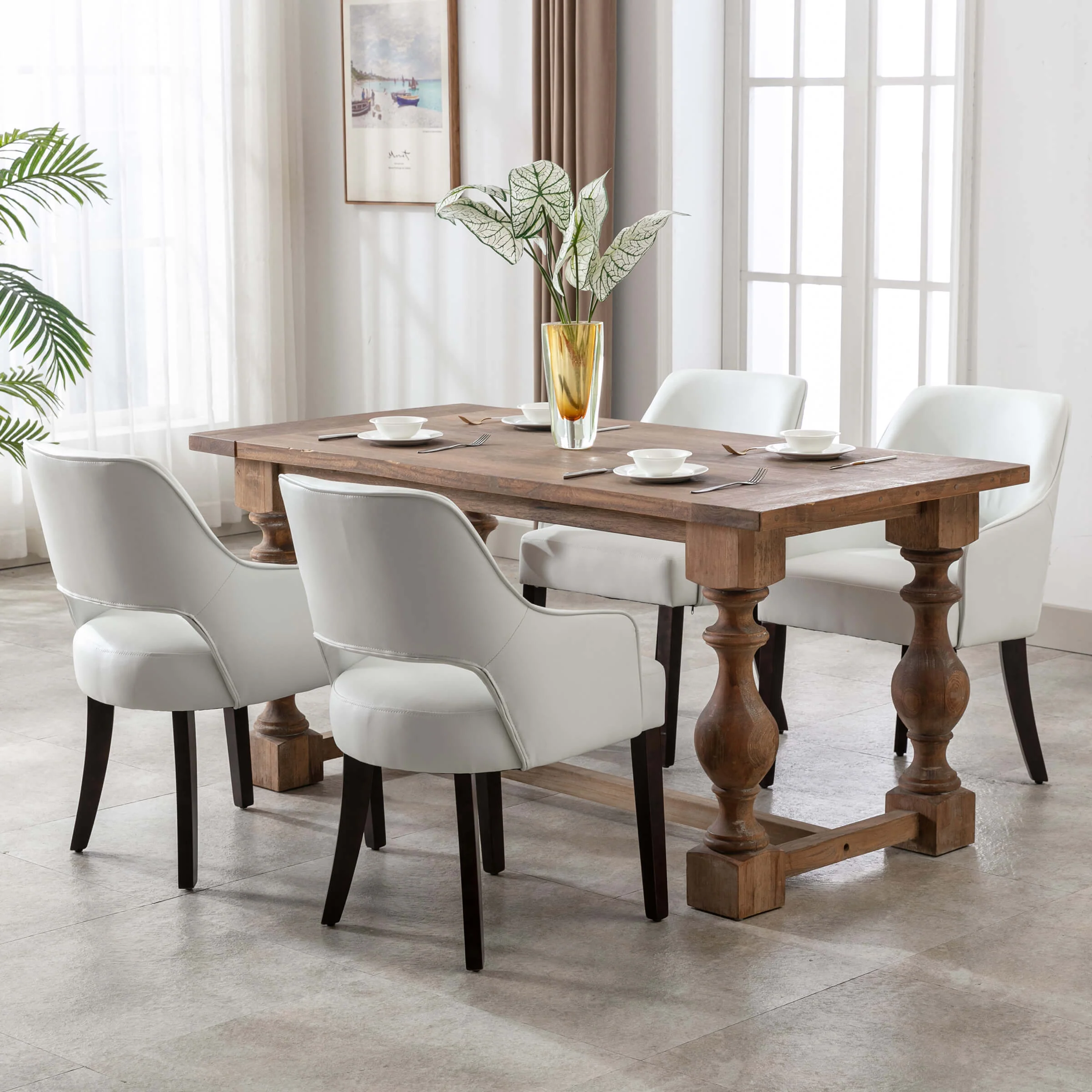 Cutout Back Upholstered Dining Armchair Set of 2 - 7550 - Image 14