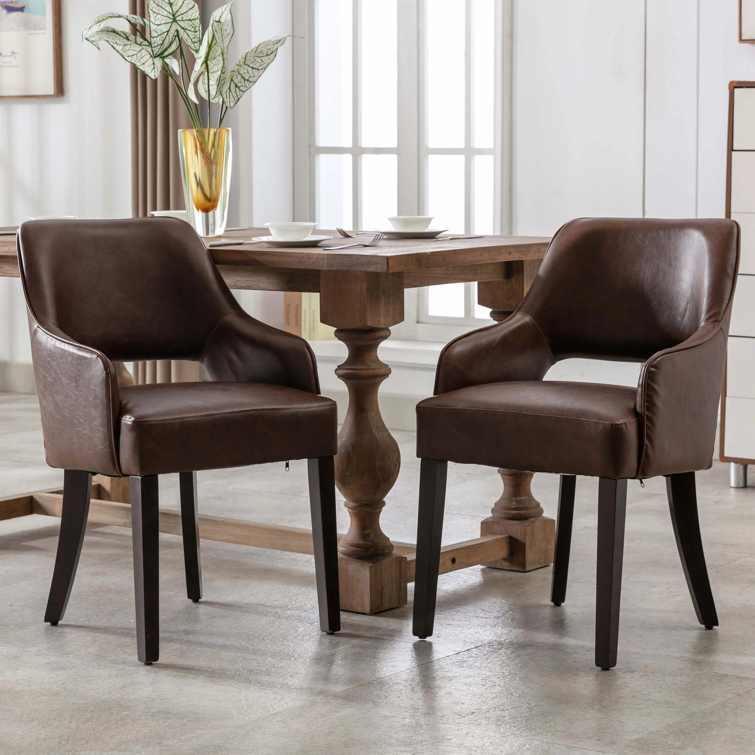 Cutout Back Upholstered Dining Armchair Set of 2 - 7550 - Image 18