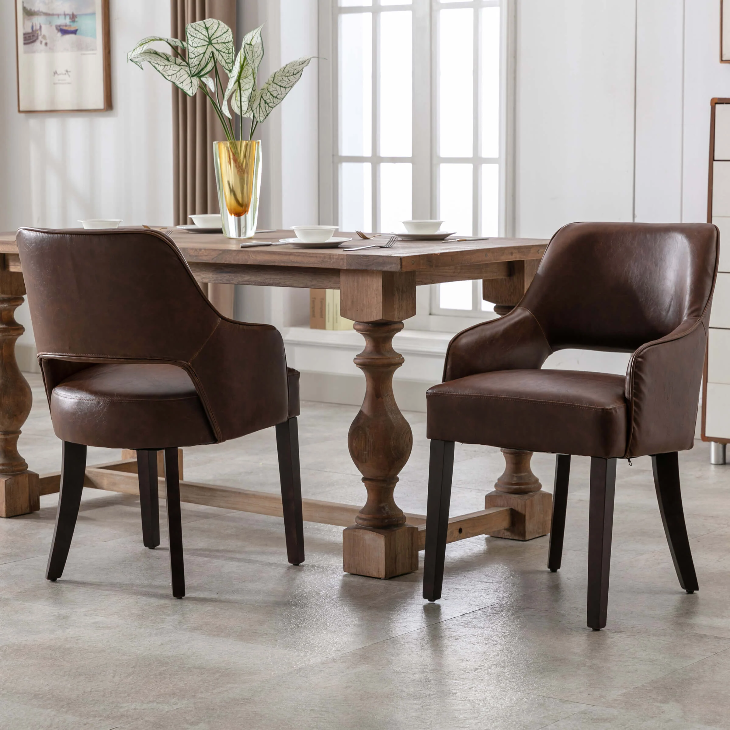 Cutout Back Upholstered Dining Armchair Set of 2 - 7550 - Image 19
