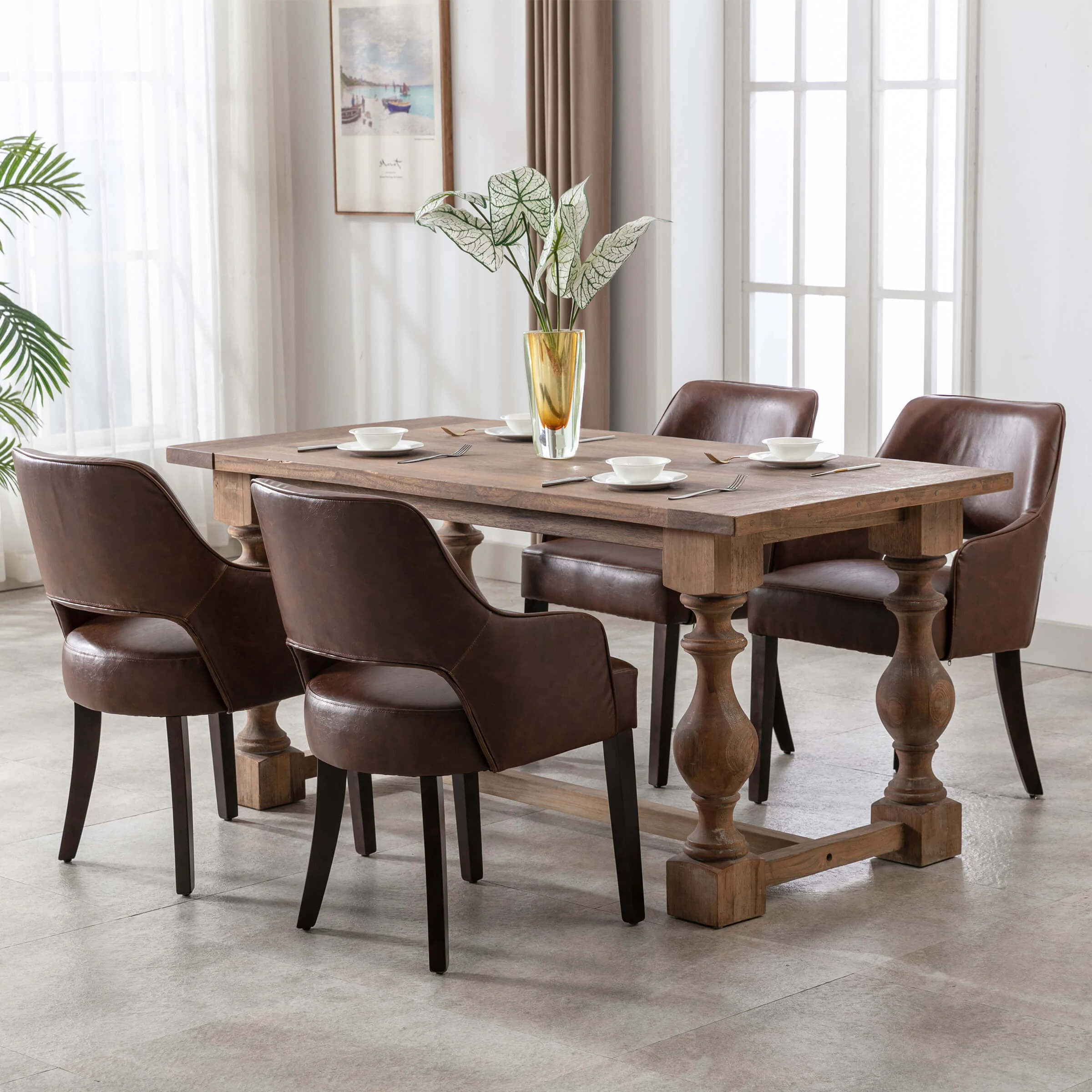 Cutout Back Upholstered Dining Armchair Set of 2 - 7550 - Image 20