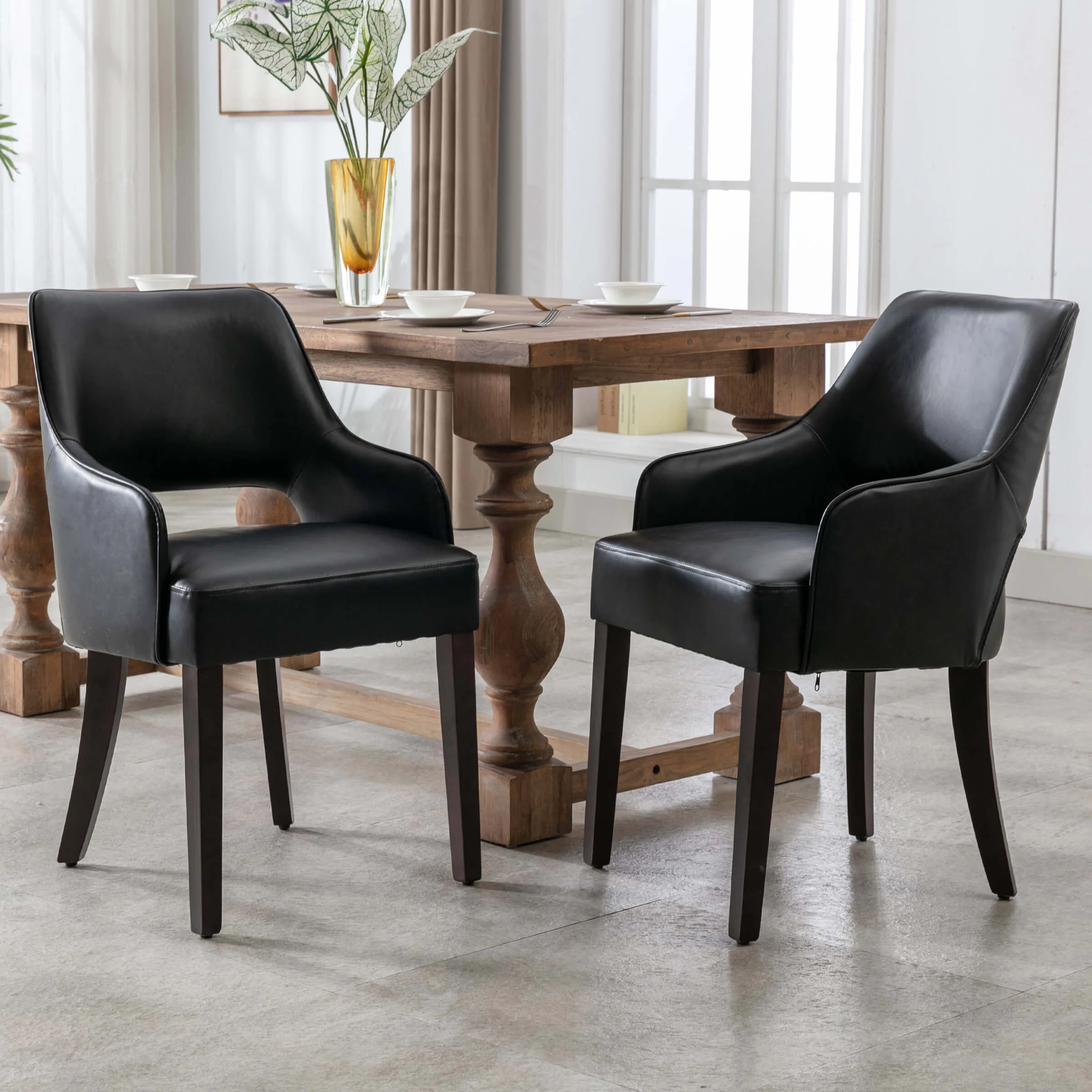Cutout Back Upholstered Dining Armchair Set of 2 - 7550 - Image 23