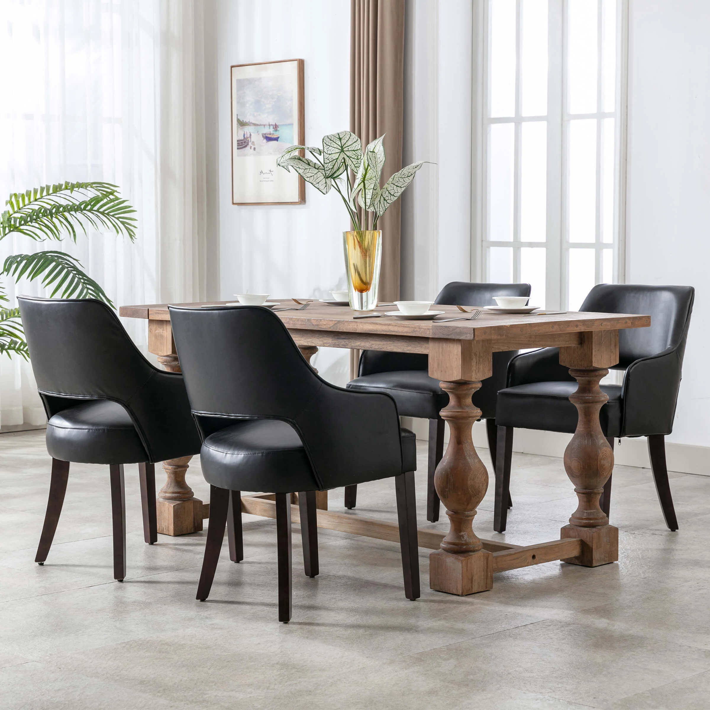 Cutout Back Upholstered Dining Armchair Set of 2 - 7550 - Image 24
