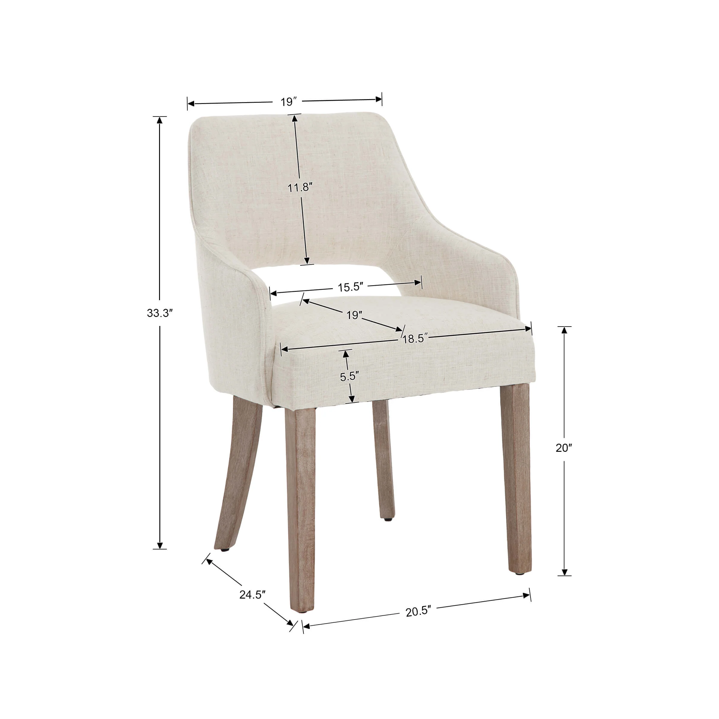 Cutout Back Upholstered Dining Armchair Set of 2 - 7550 - Image 6