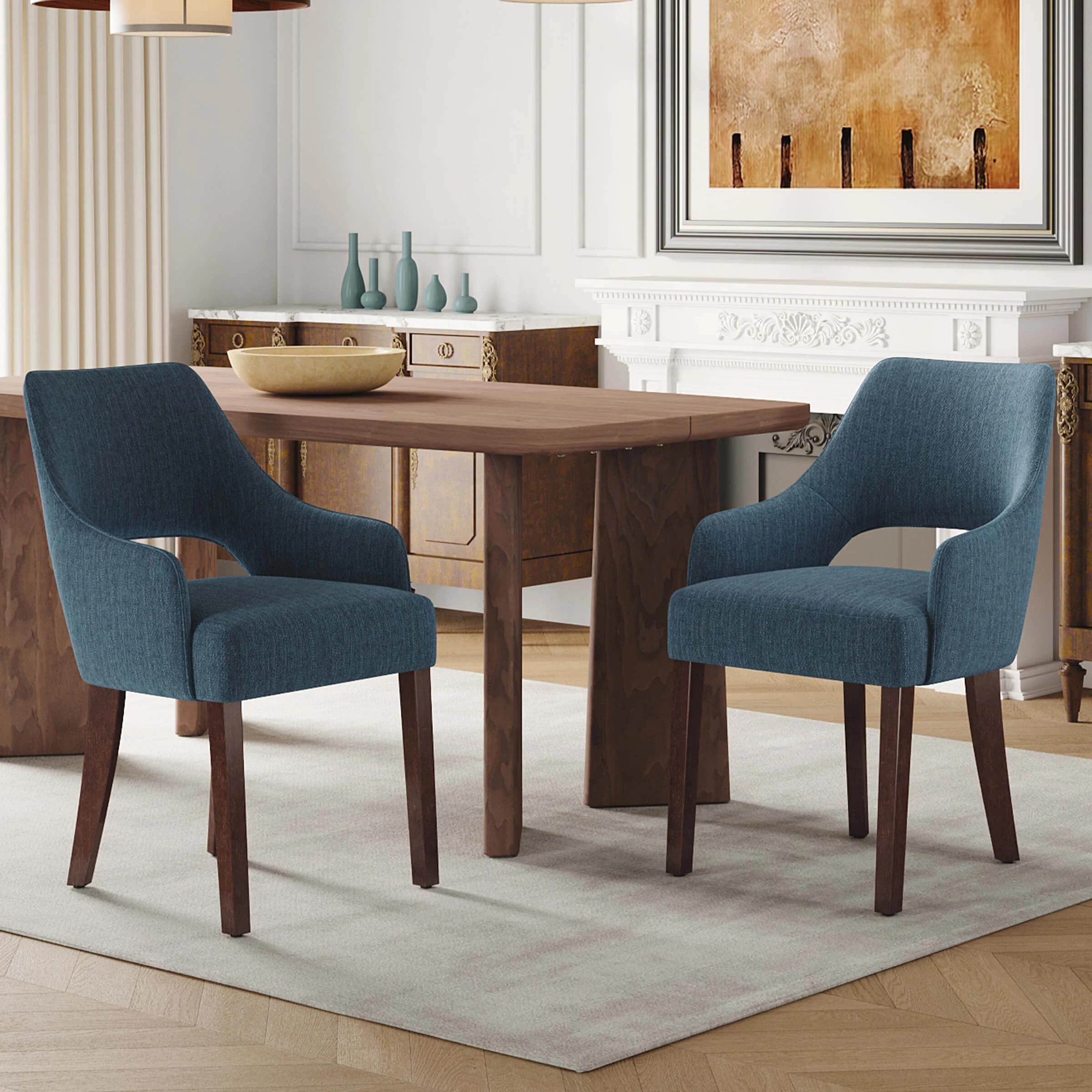 Cutout Back Upholstered Dining Armchair Set of 2 - 7550 - Image 7