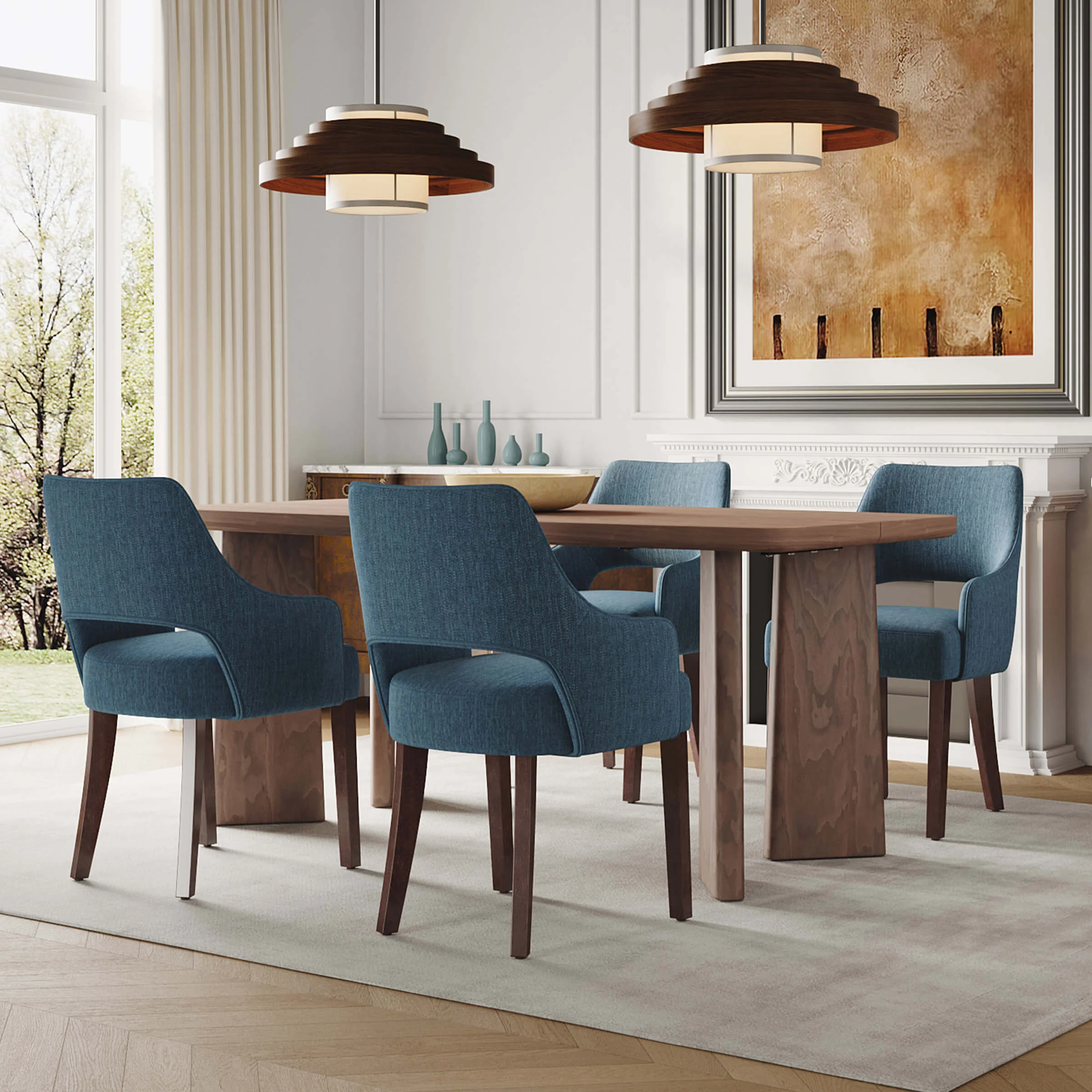 Cutout Back Upholstered Dining Armchair Set of 2 - 7550 - Image 8