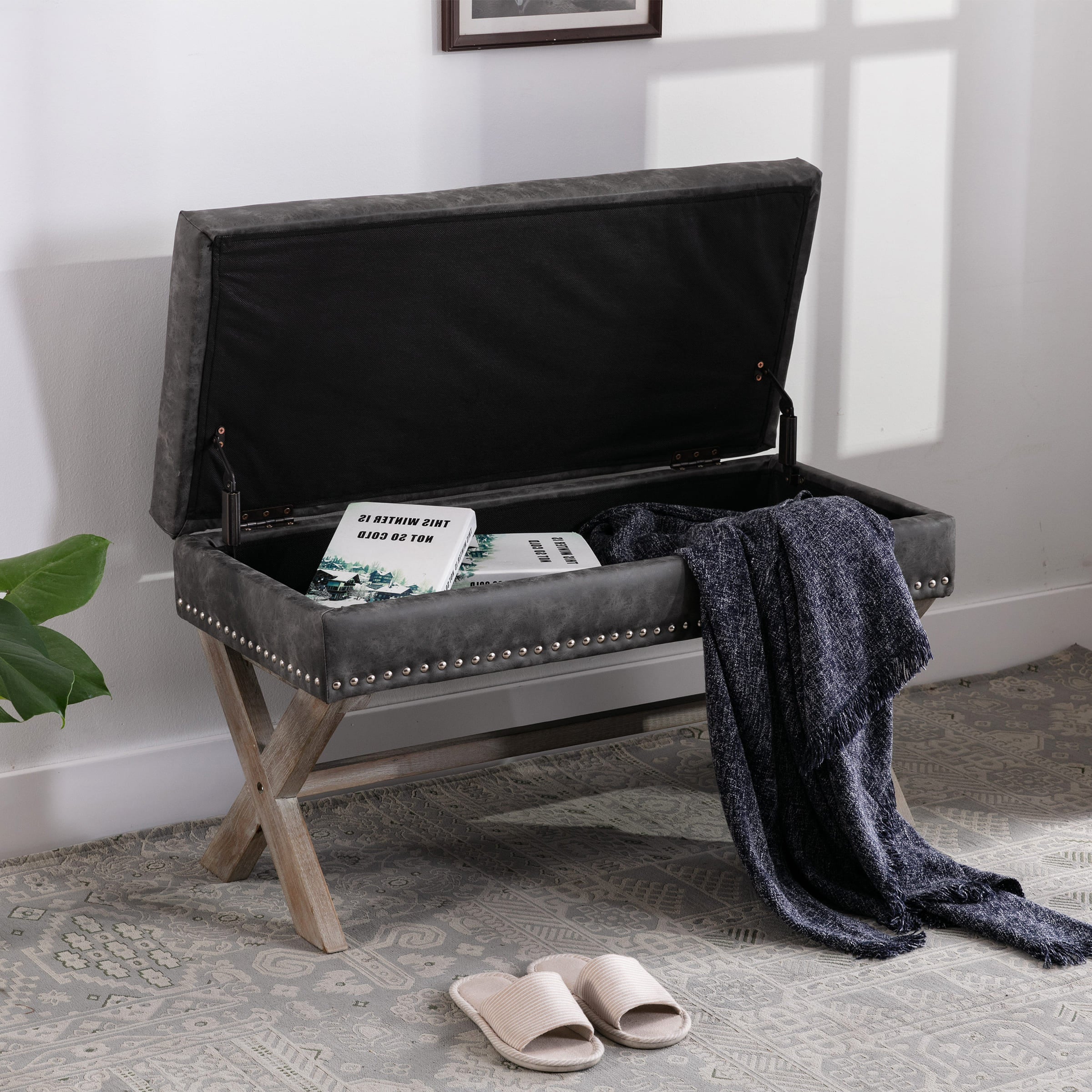Fabric Storage Upholstered Entryway Bench - 7868BH - Image 4