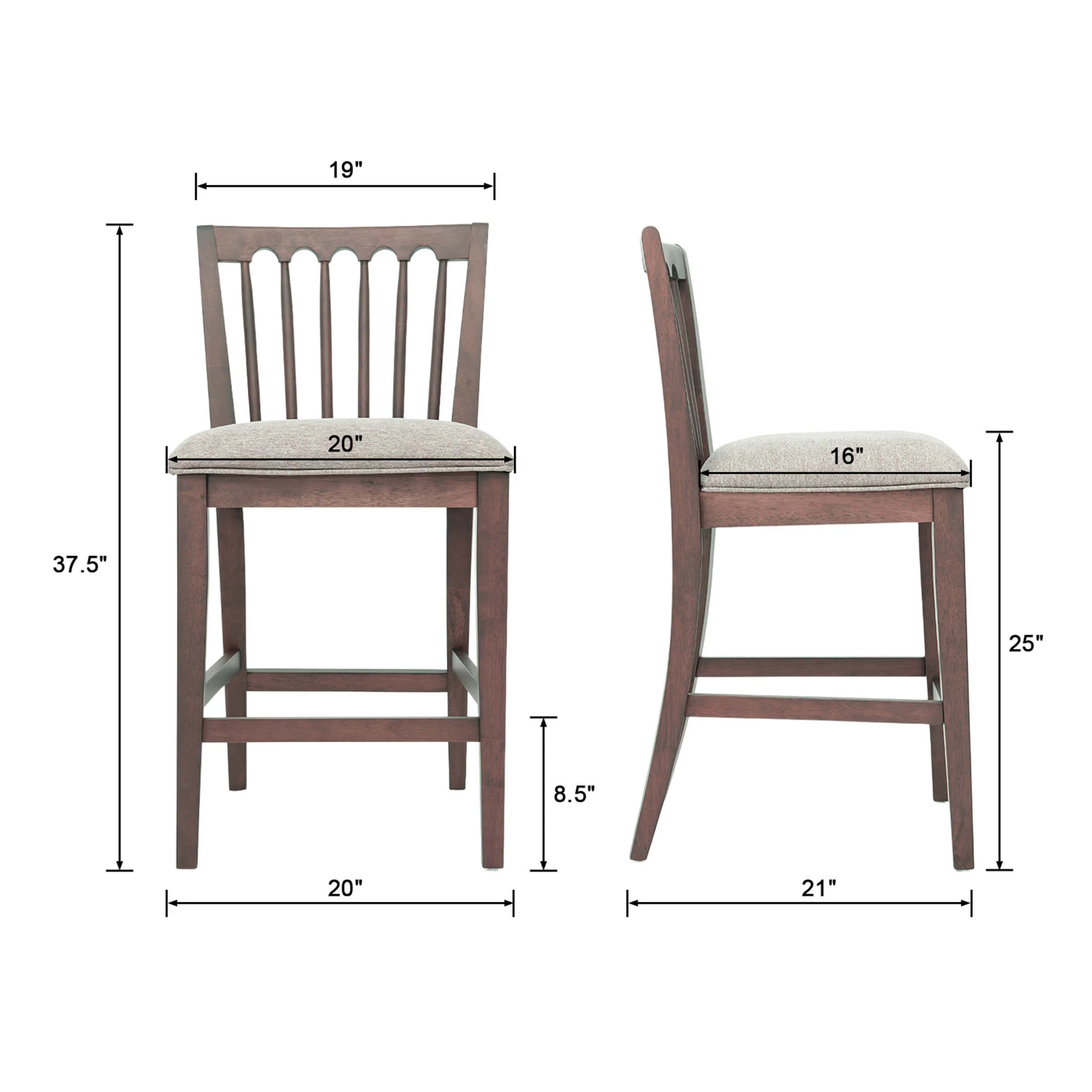 Farmhouse Counter Height Bar Stools Set of 2 - 00241CS - Image 12