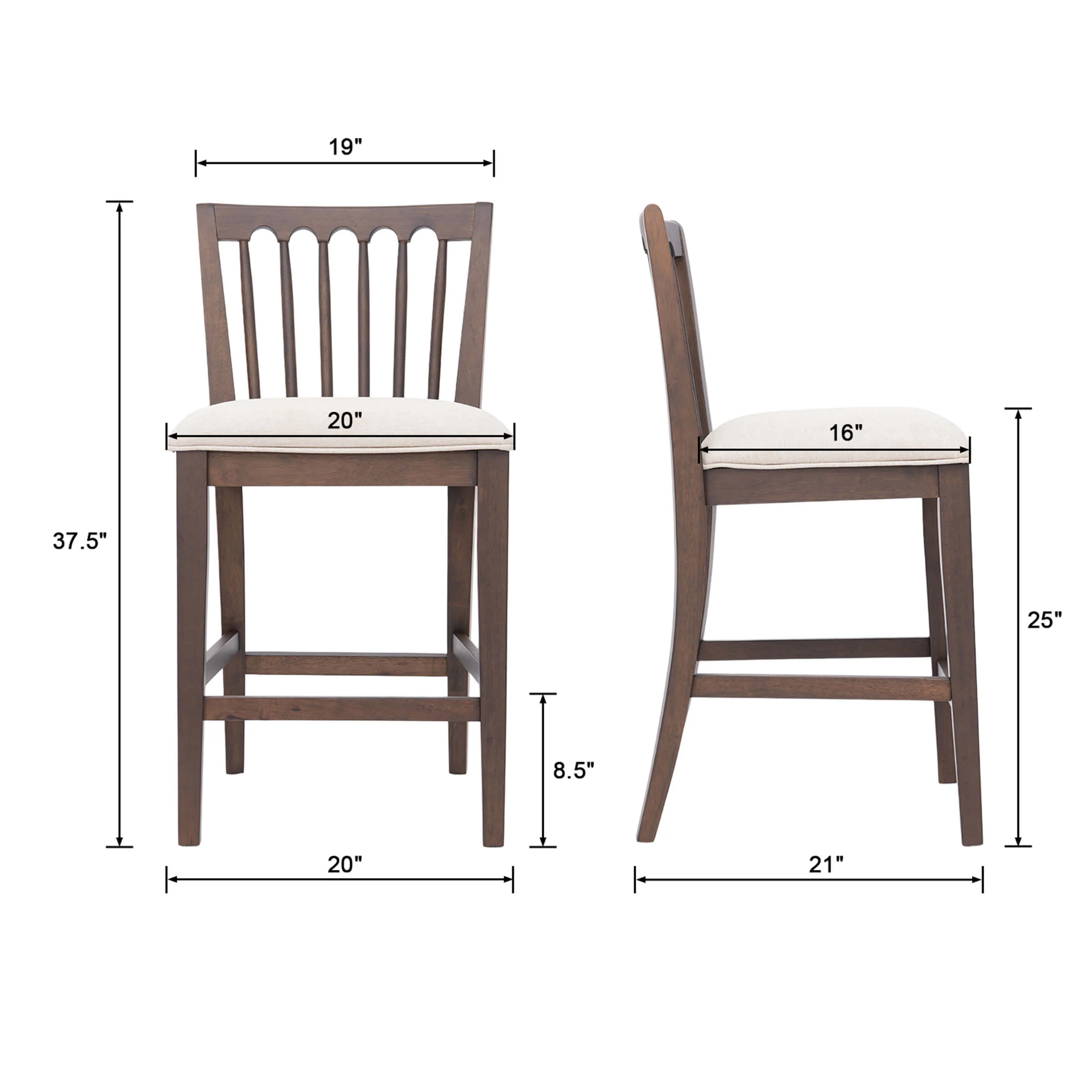 Farmhouse Counter Height Bar Stools Set of 2 - 00241CS - Image 18