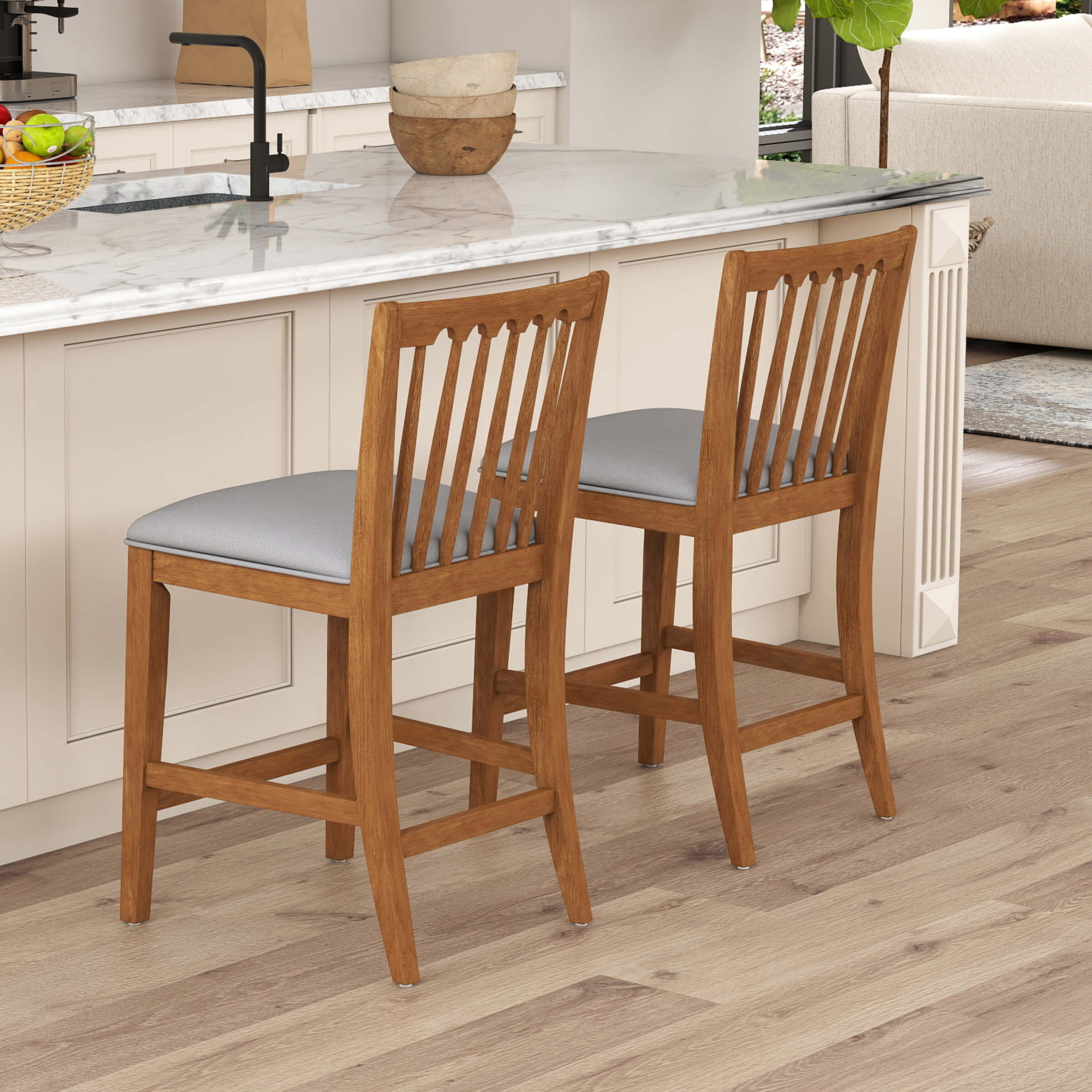 Farmhouse Counter Height Bar Stools Set of 2 - 00241CS - Image 2