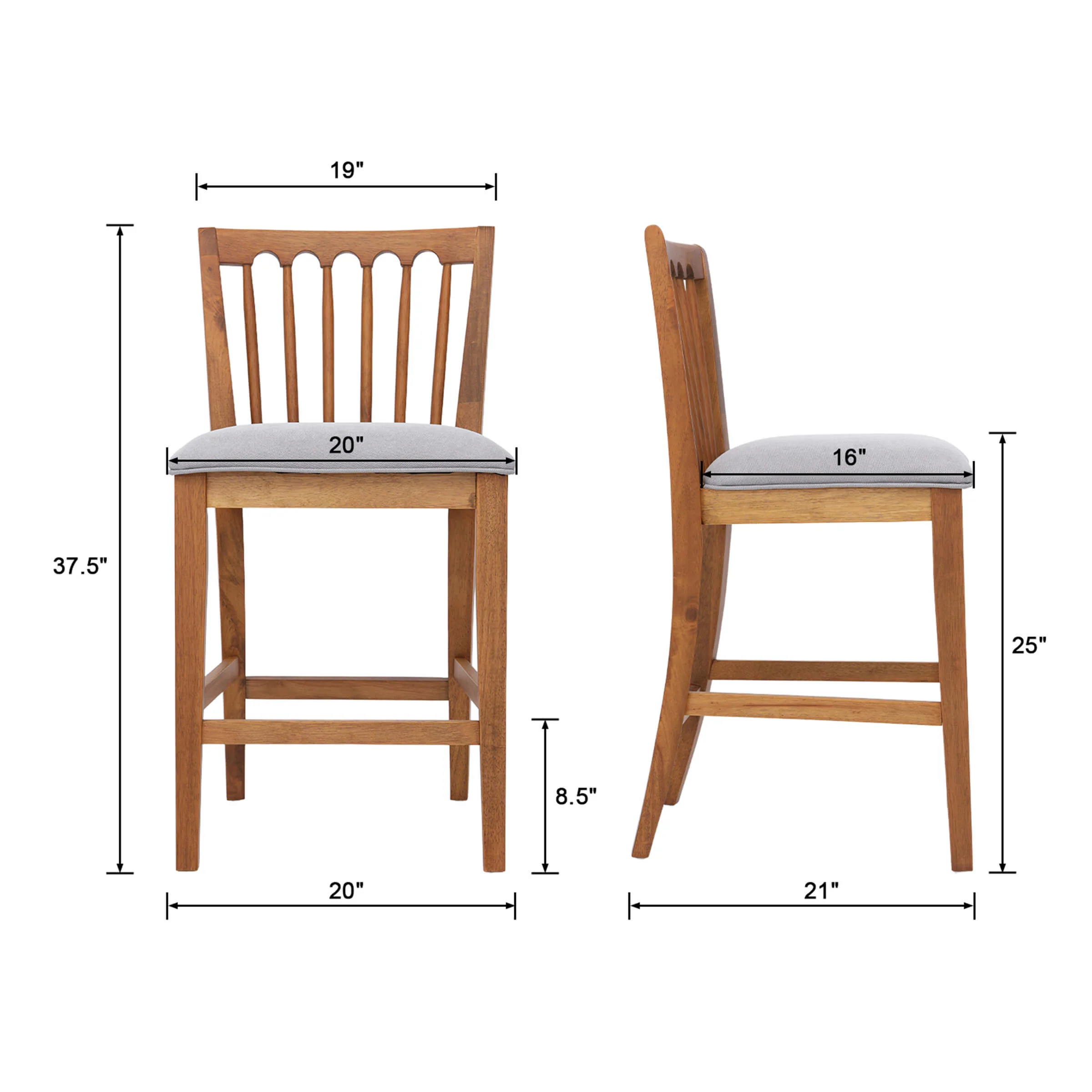 Farmhouse Counter Height Bar Stools Set of 2 - 00241CS - Image 6