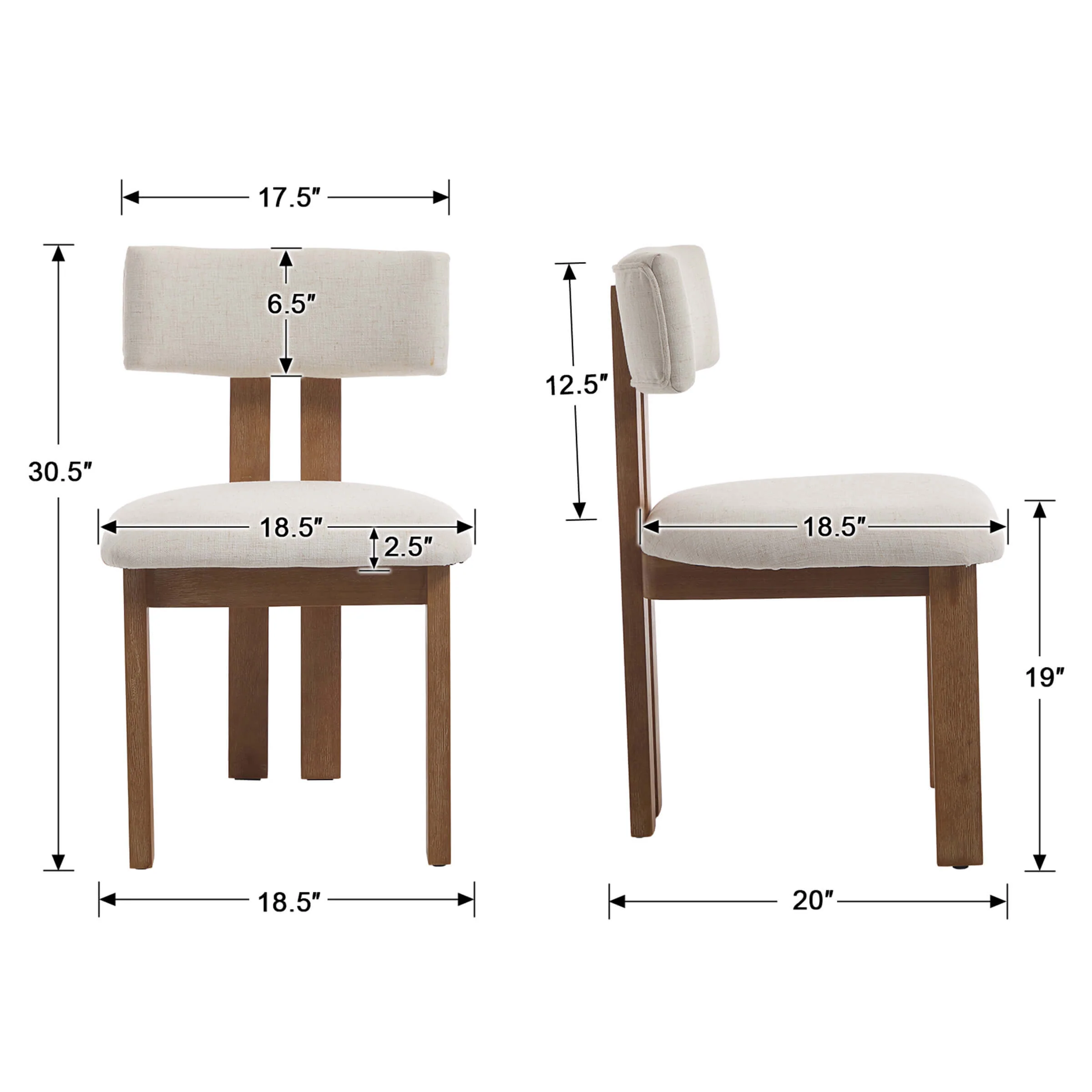 Upholstered Wooden Legs Dining Chairs Set of 2 - 10014DC - Image 29
