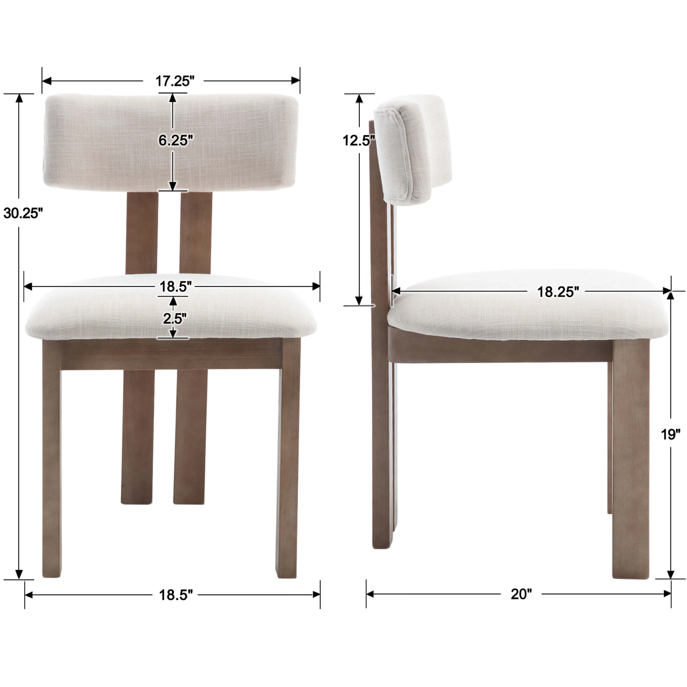 Upholstered Wooden Legs Dining Chairs Set of 2 - 10014DC - Image 6