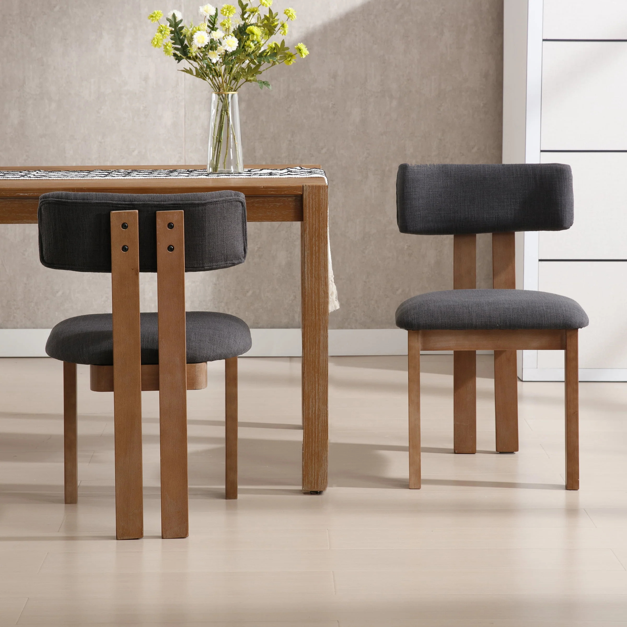 Upholstered Wooden Legs Dining Chairs Set of 2 - 10014DC - Image 7