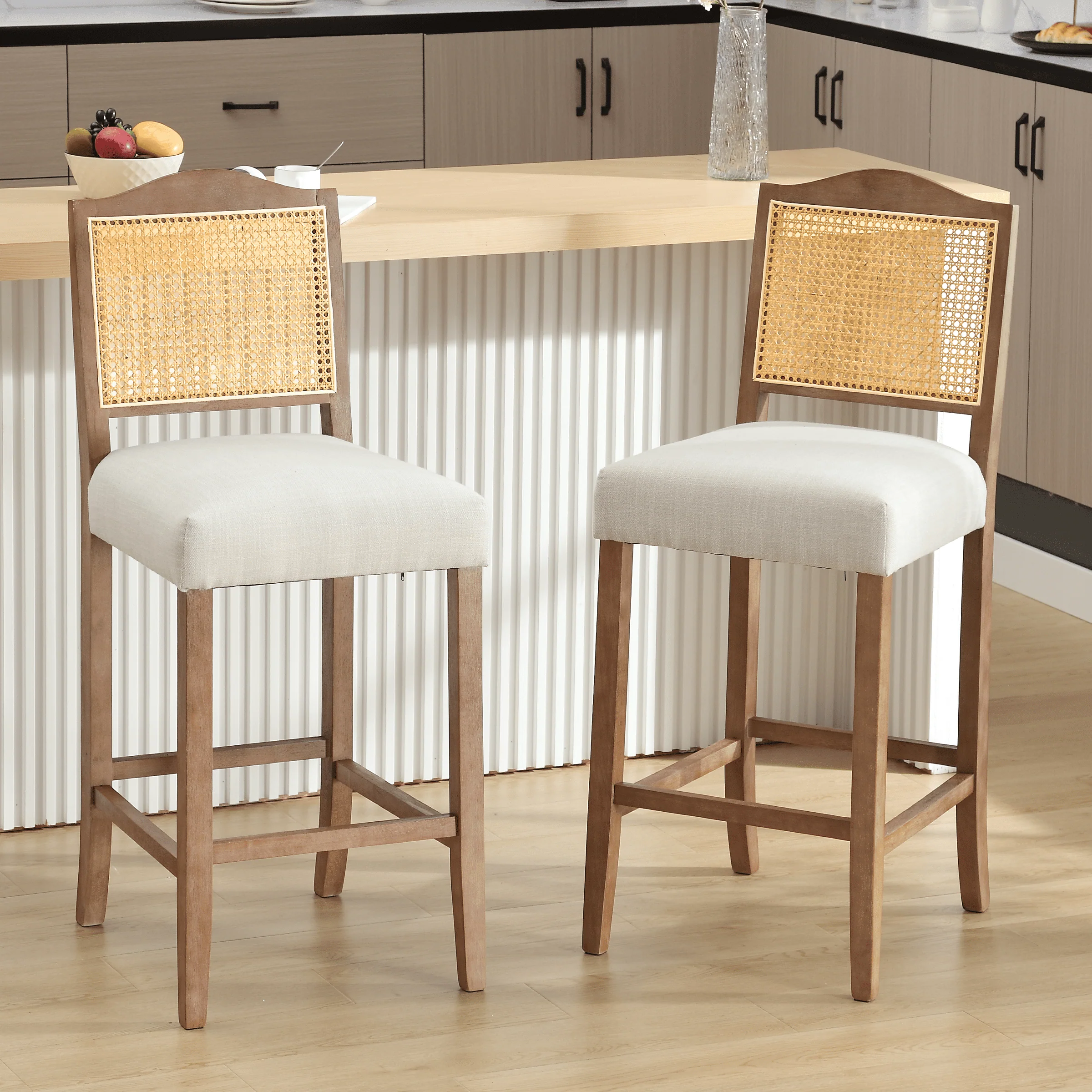 26.5"H & 30.2"H Farmhouse Rattan Counter Stools Set of 2 - 5739 - Image 19