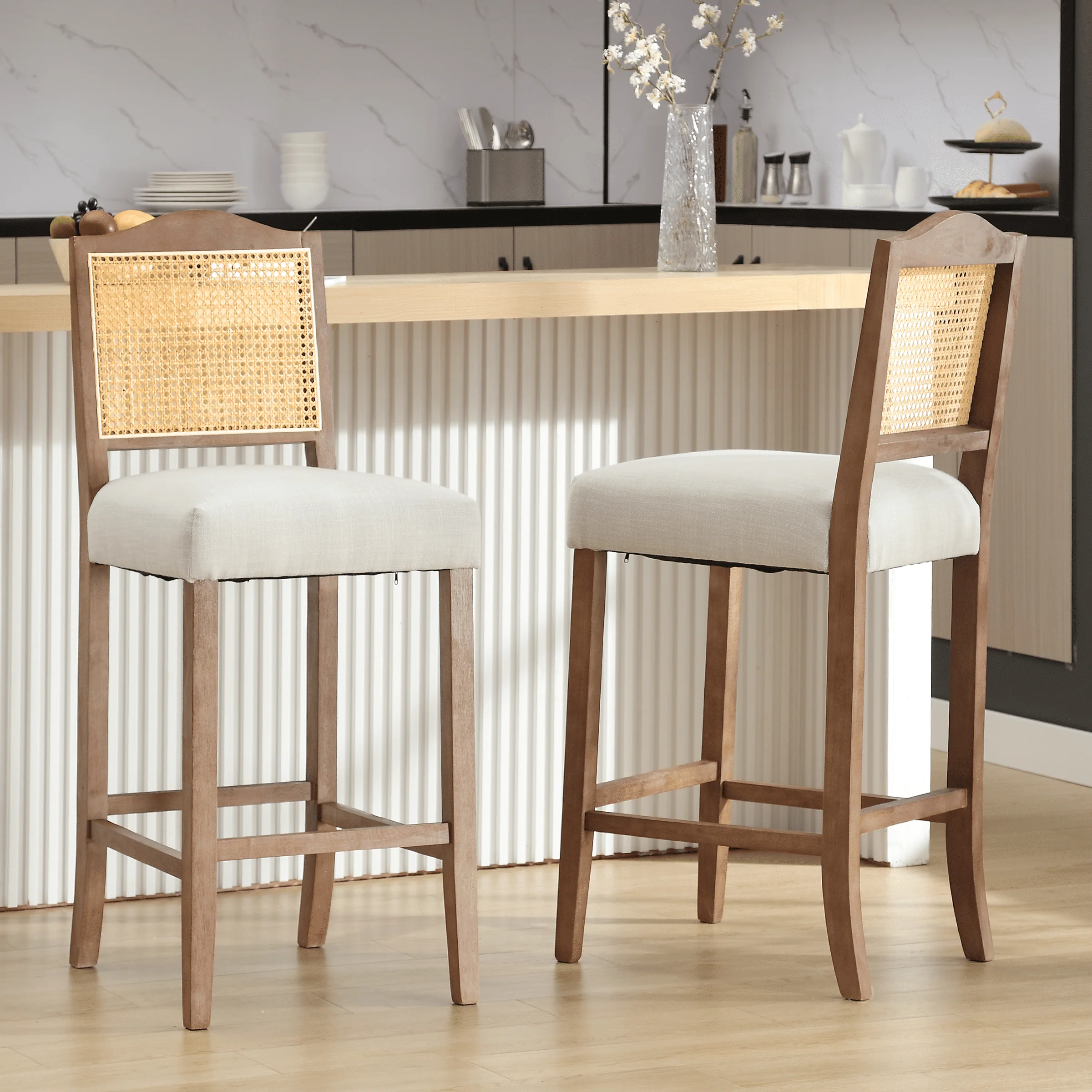 26.5"H & 30.2"H Farmhouse Rattan Counter Stools Set of 2 - 5739 - Image 20