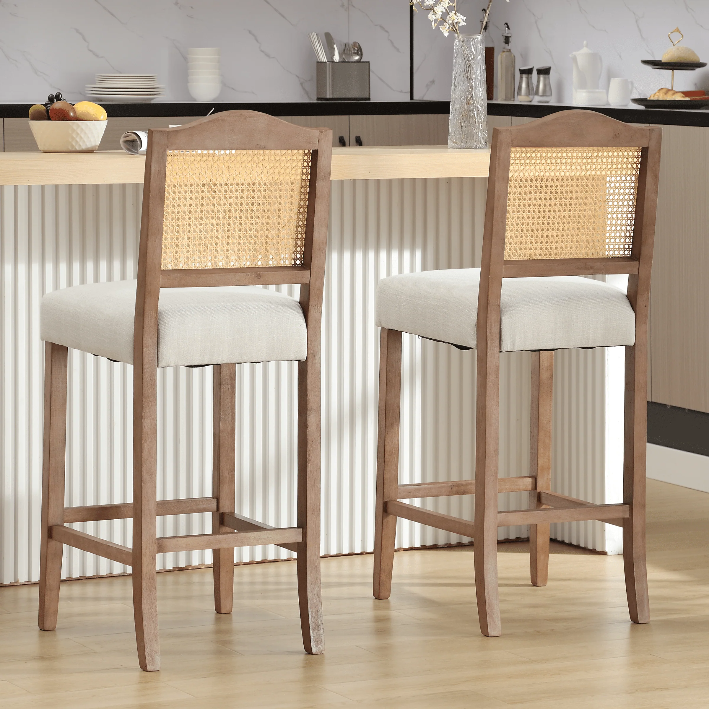 26.5"H & 30.2"H Farmhouse Rattan Counter Stools Set of 2 - 5739 - Image 21