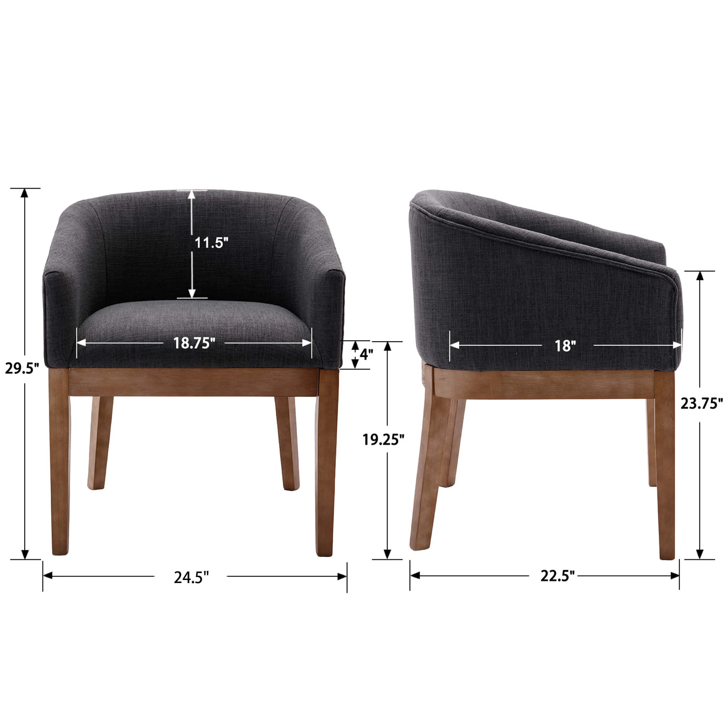 Farmhouse Slope Arm Barrel Dining Chairs Set of 2 - 1851 - Image 14