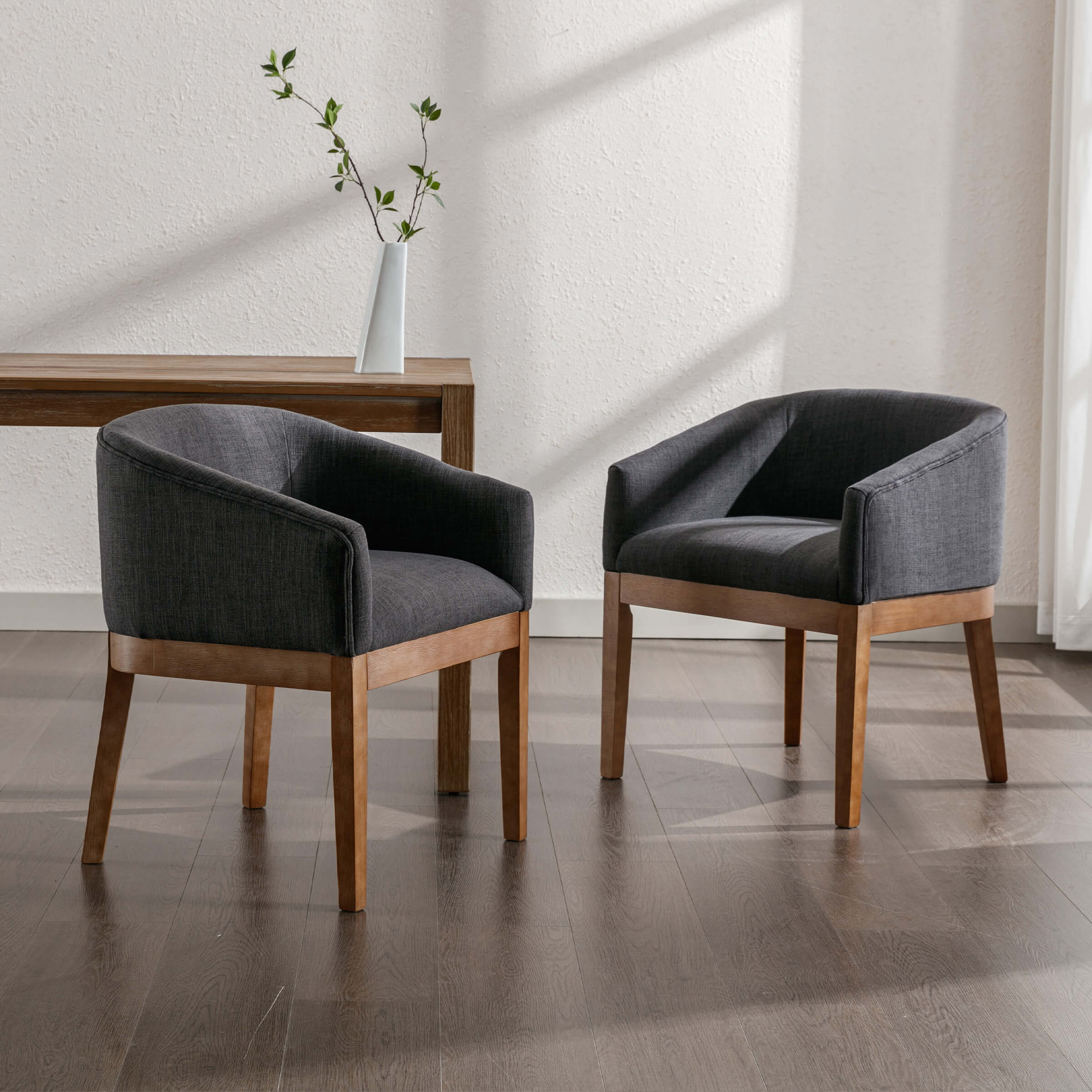 Farmhouse Slope Arm Barrel Dining Chairs Set of 2 - 1851 - Image 8