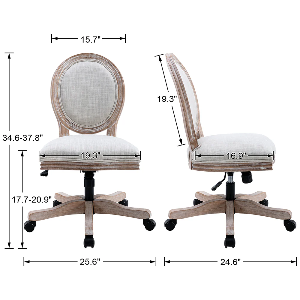 French Country Swivel Office Chair 1 PCS - 7105ROC - Image 15