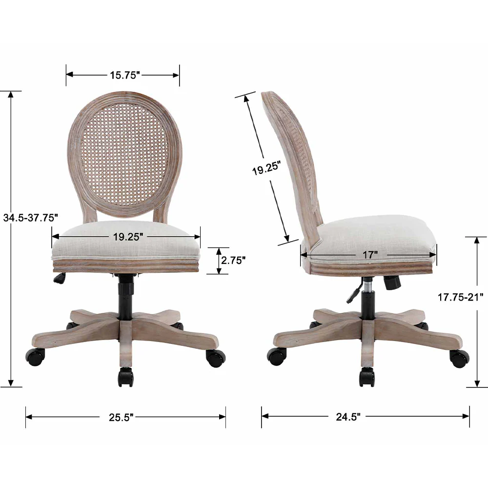 French Country Swivel Office Chair 1 PCS - 7105ROC - Image 8