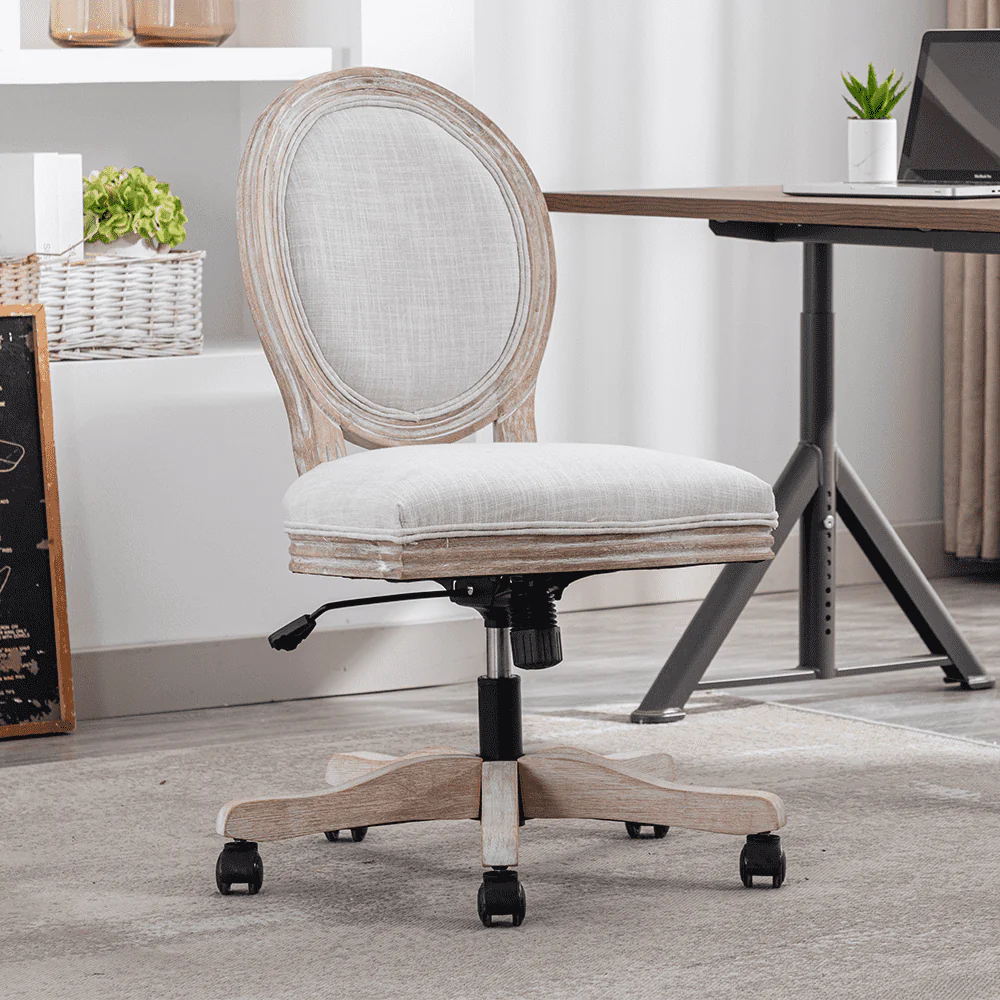 French Country Swivel Office Chair 1 PCS - 7105ROC - Image 9